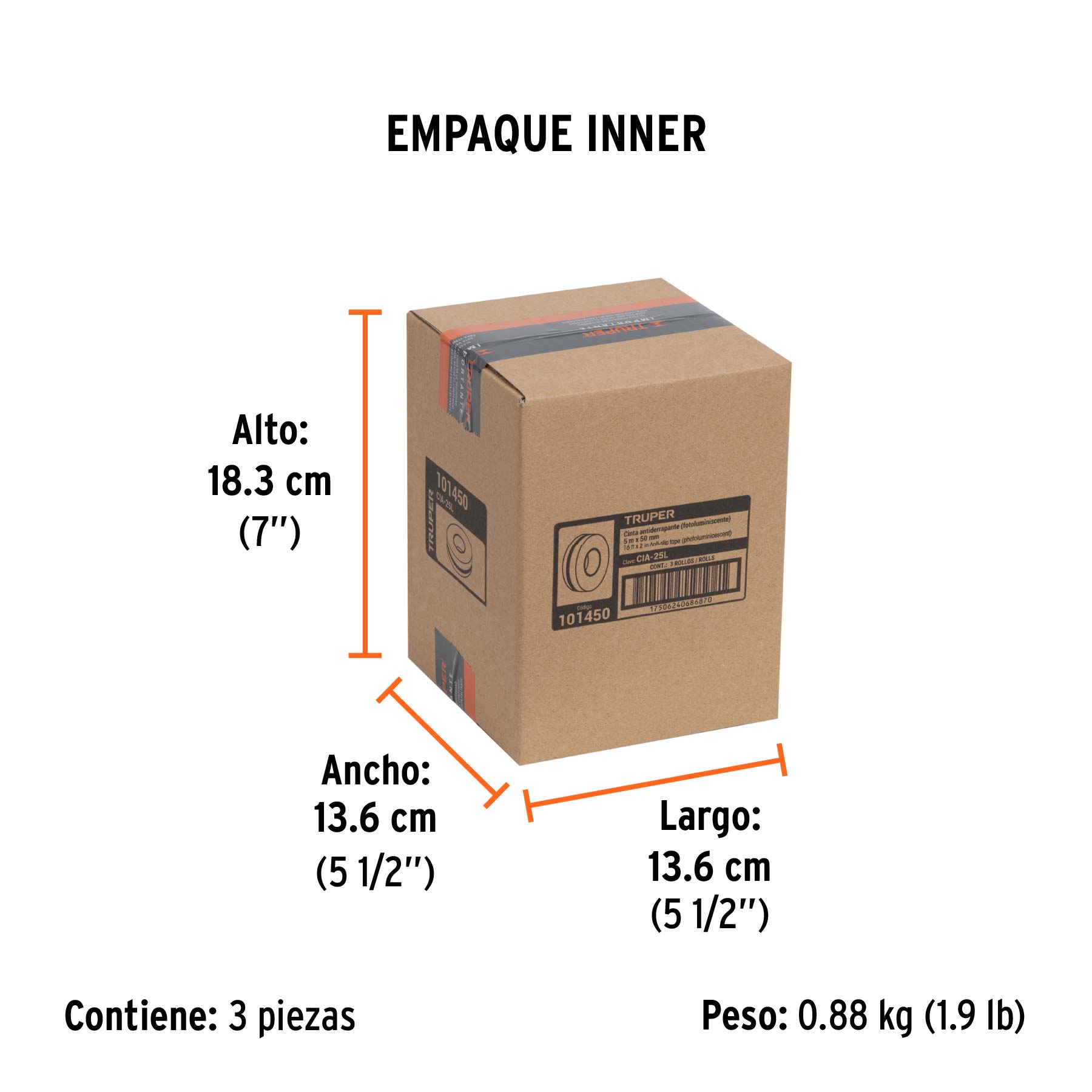 Cinta antiderrapante fotoluminiscente c/abrasivo, 50mm x 5m