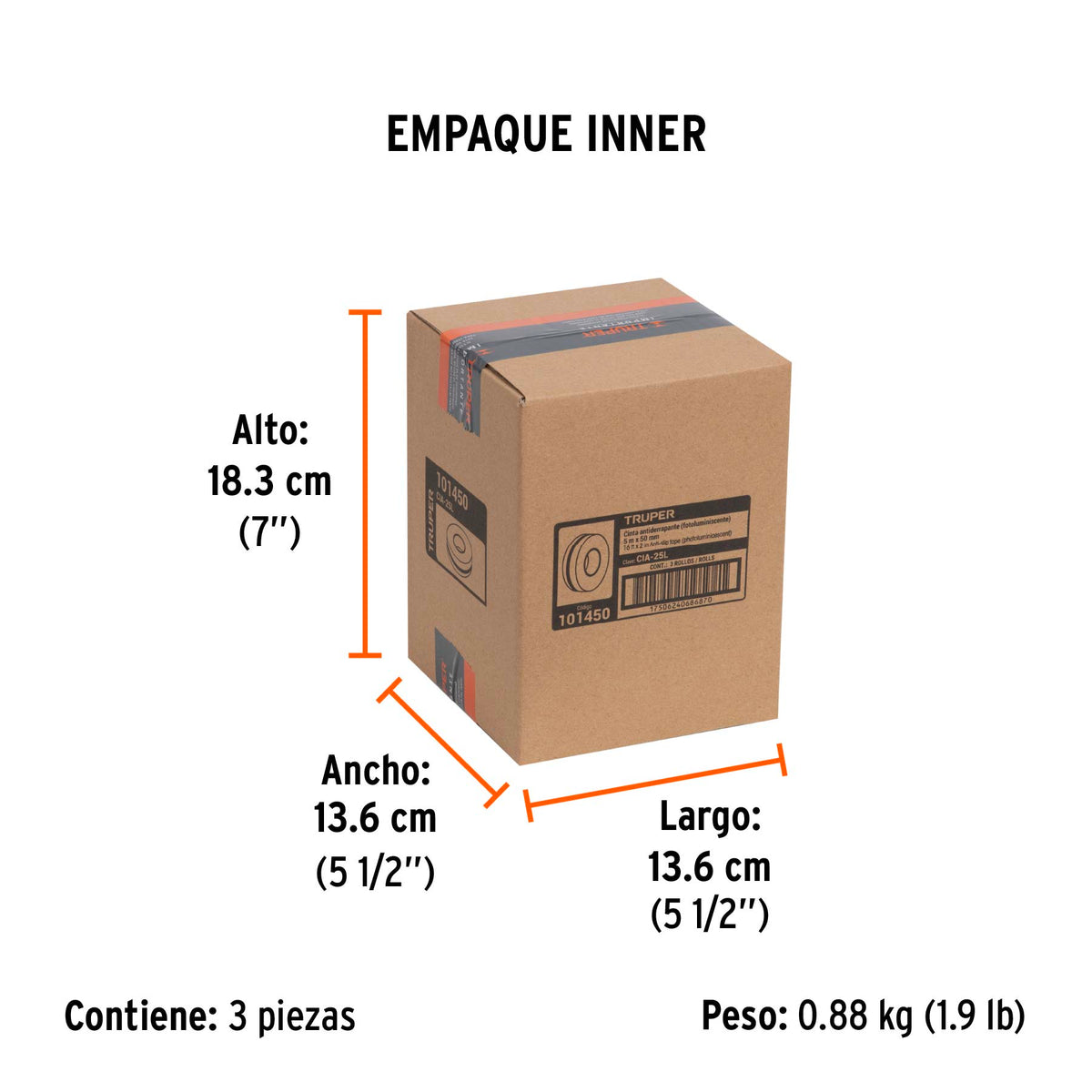Cinta antiderrapante fotoluminiscente c/abrasivo, 50mm x 5m