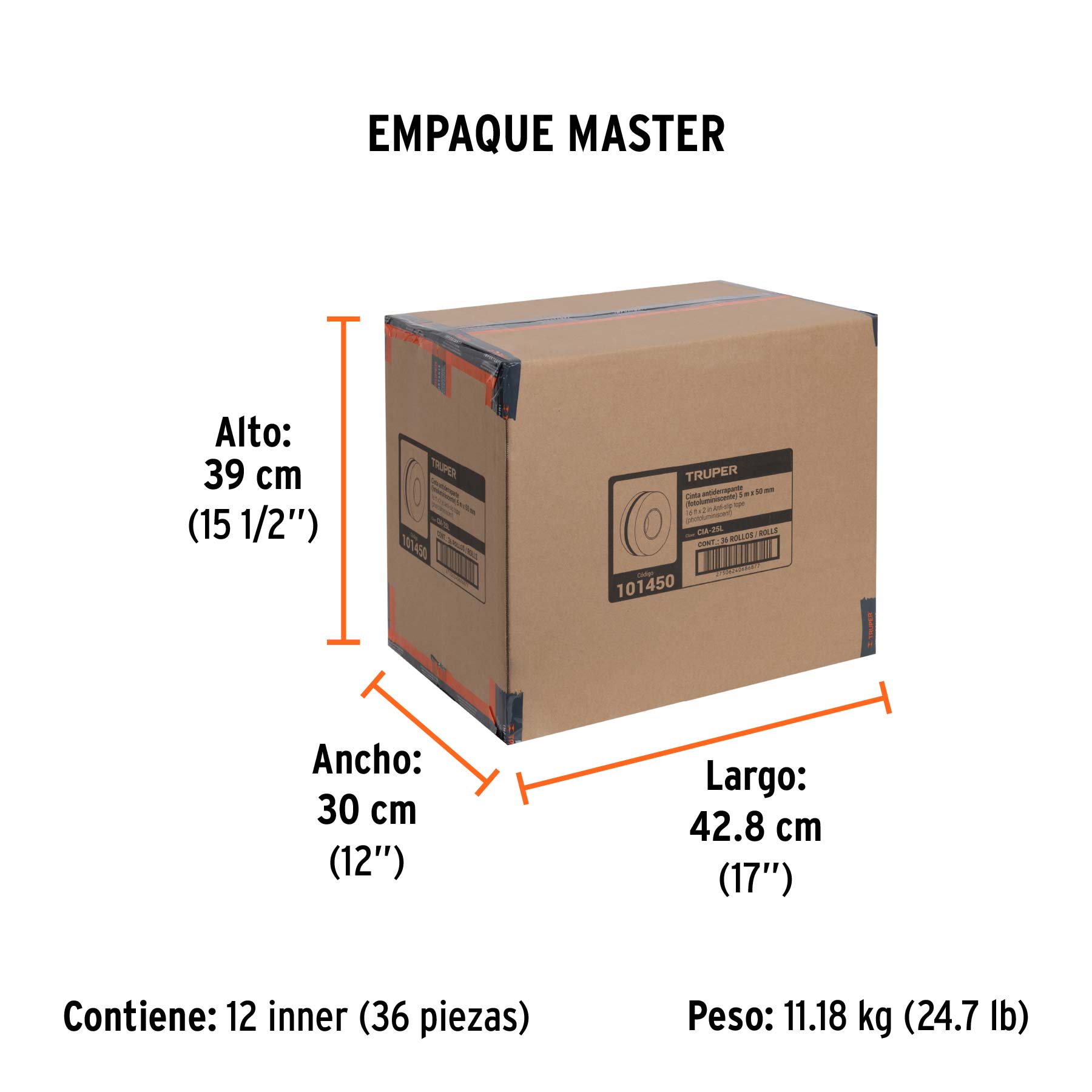 Cinta antiderrapante fotoluminiscente c/abrasivo, 50mm x 5m