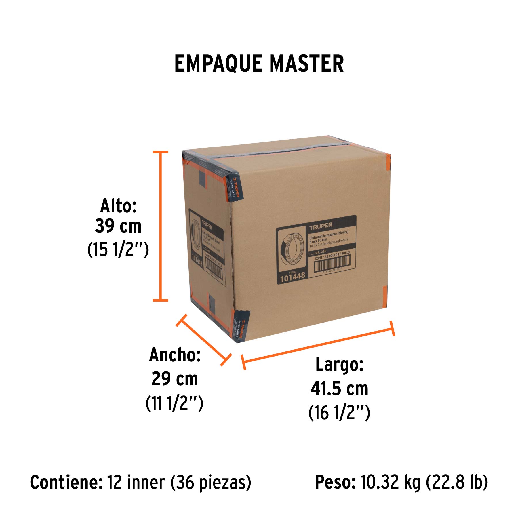 Cinta antiderrapante ama/negra con abrasivo, 50mm x 5m
