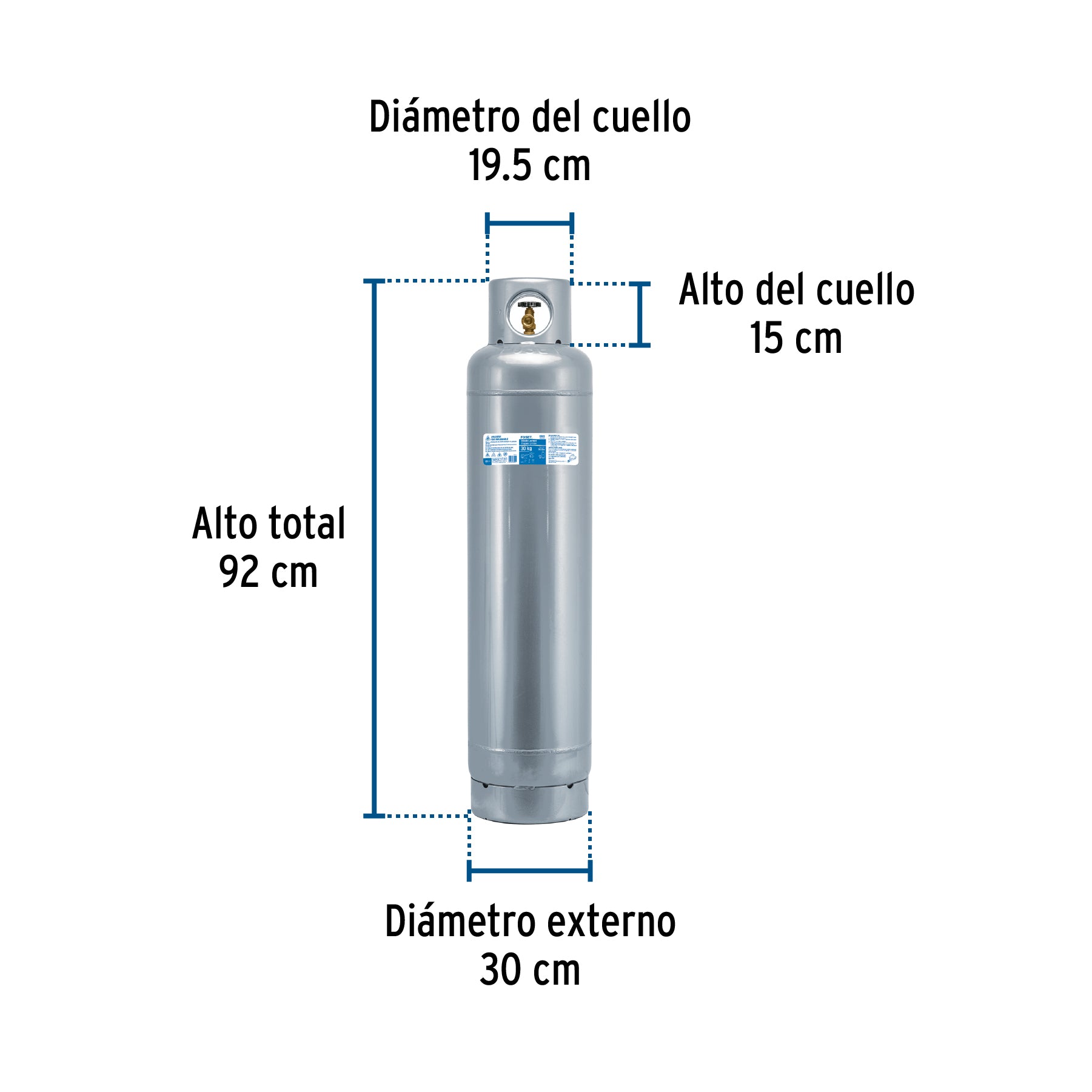 Cilindro portátil para gas LP, 30kg (66lb) Foset