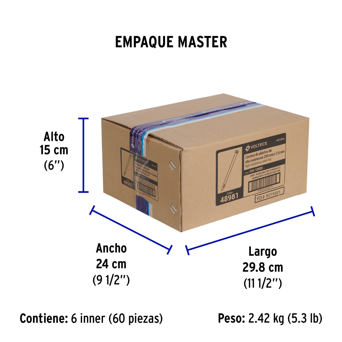 Cincho plástico, 120 lb, 20 cm, bolsa con 10 piezas