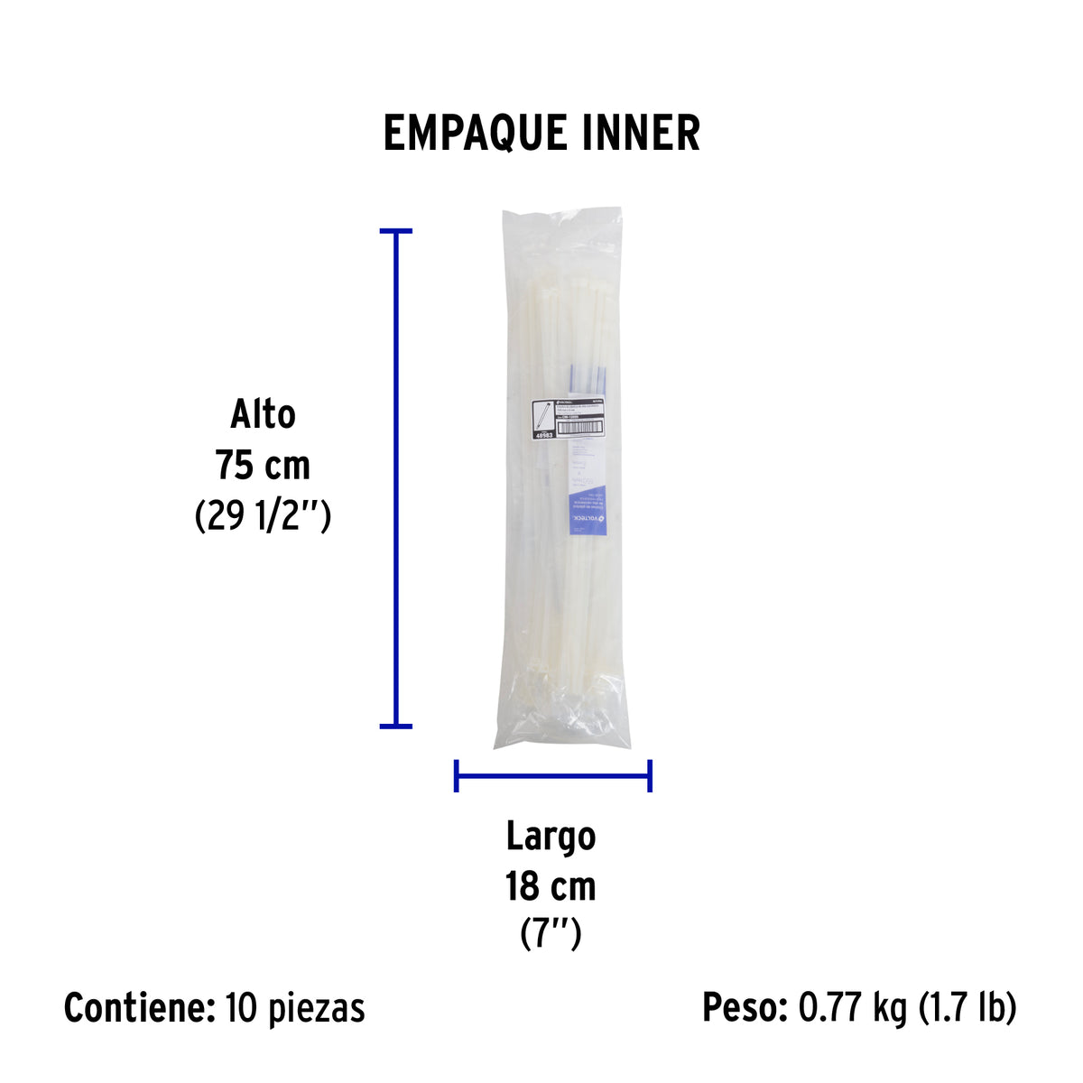 Cincho plástico, 120 lb, 55 cm, bolsa con 10 piezas