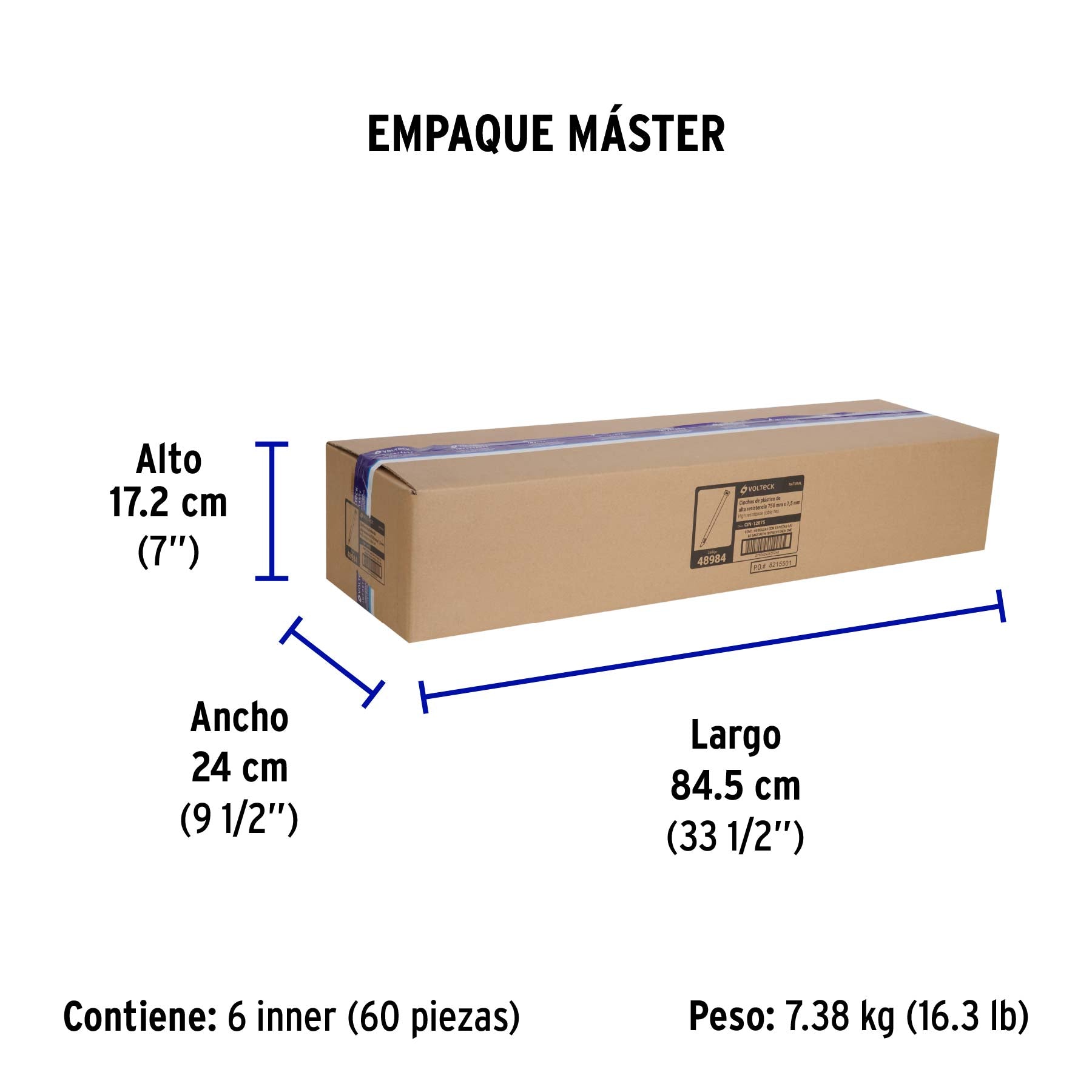 Cincho plástico, 120 lb, 75 cm, bolsa con 10 piezas
