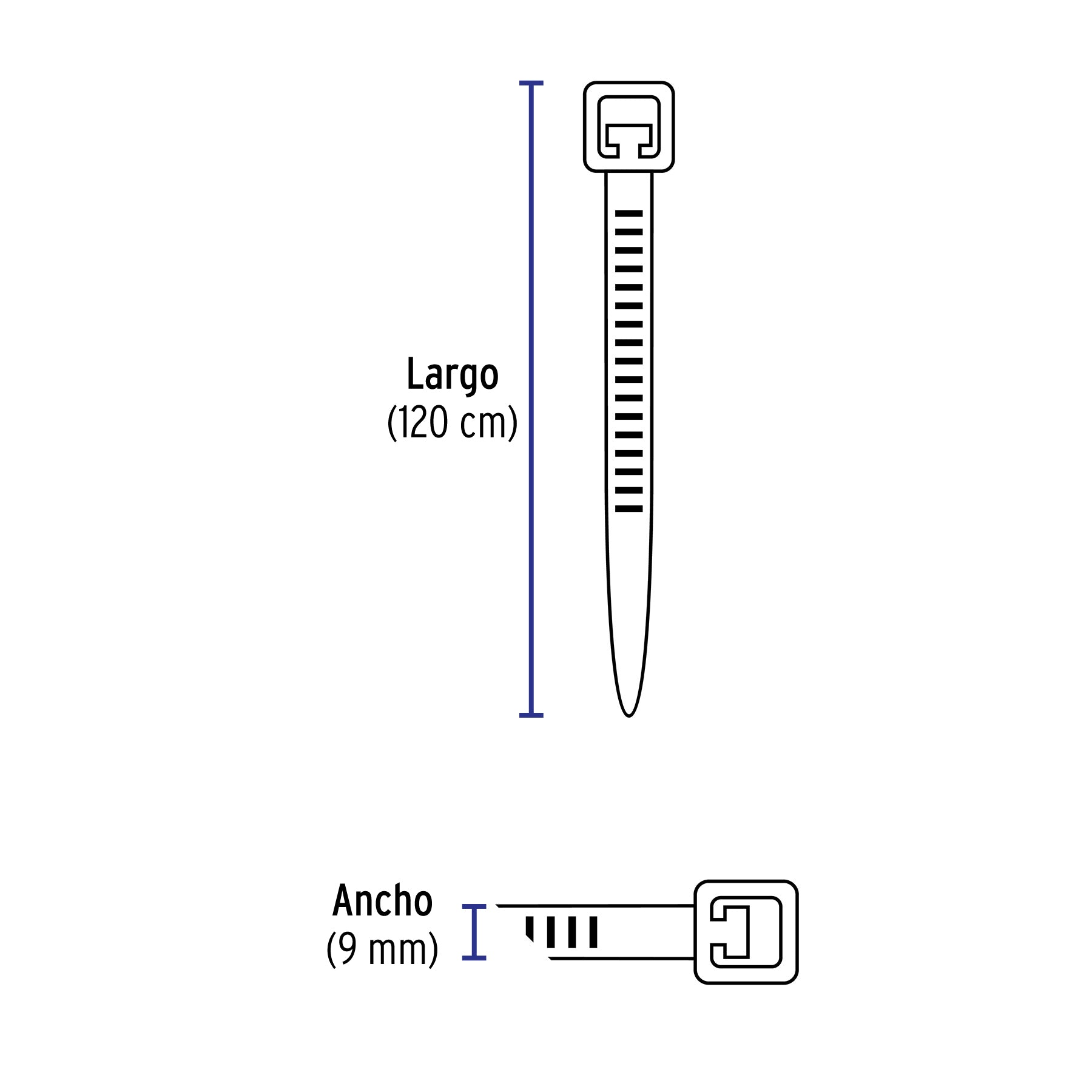 Cincho plástico, 175 lb, 120 cm, bolsa con 10 piezas