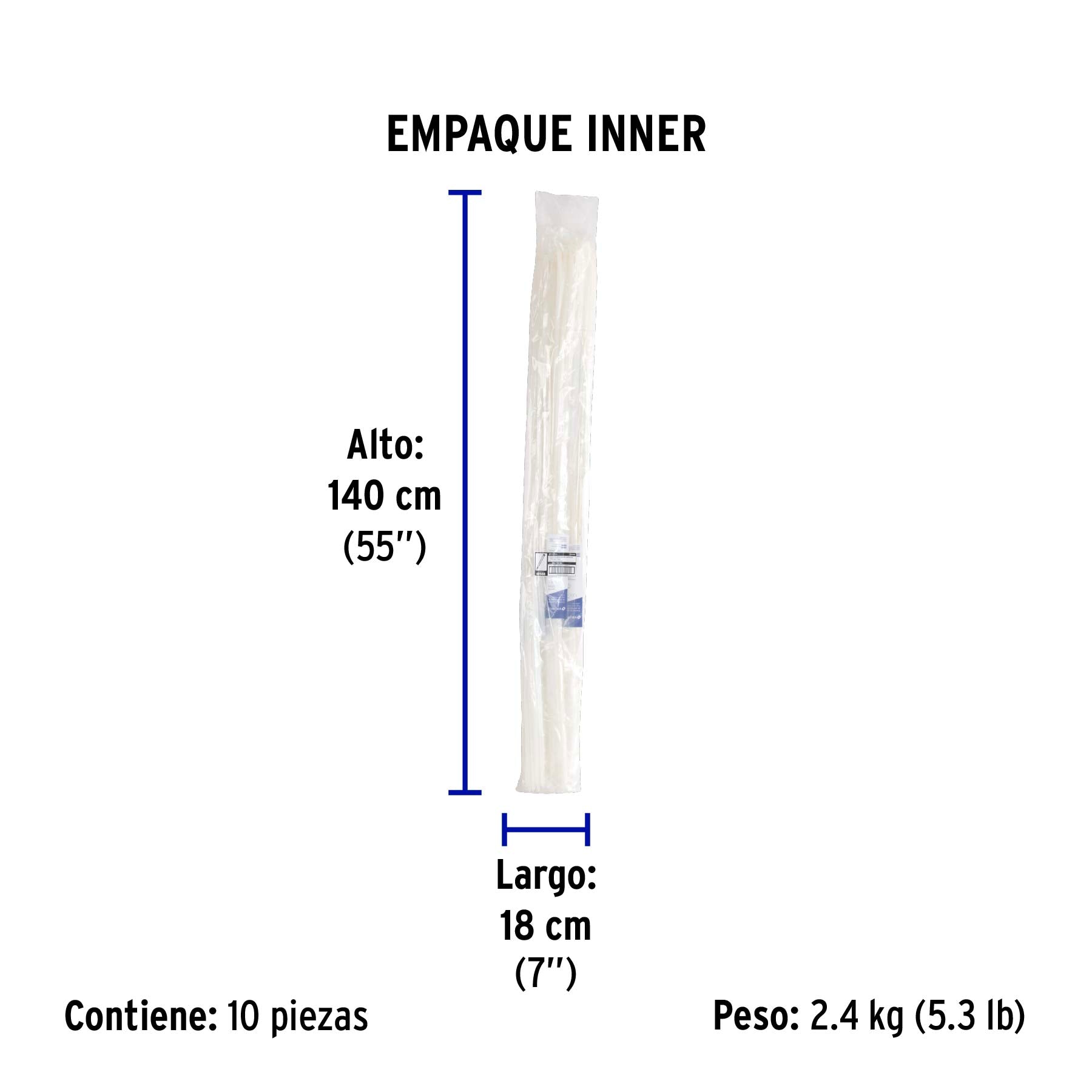 Cincho plástico, 175 lb, 120 cm, bolsa con 10 piezas