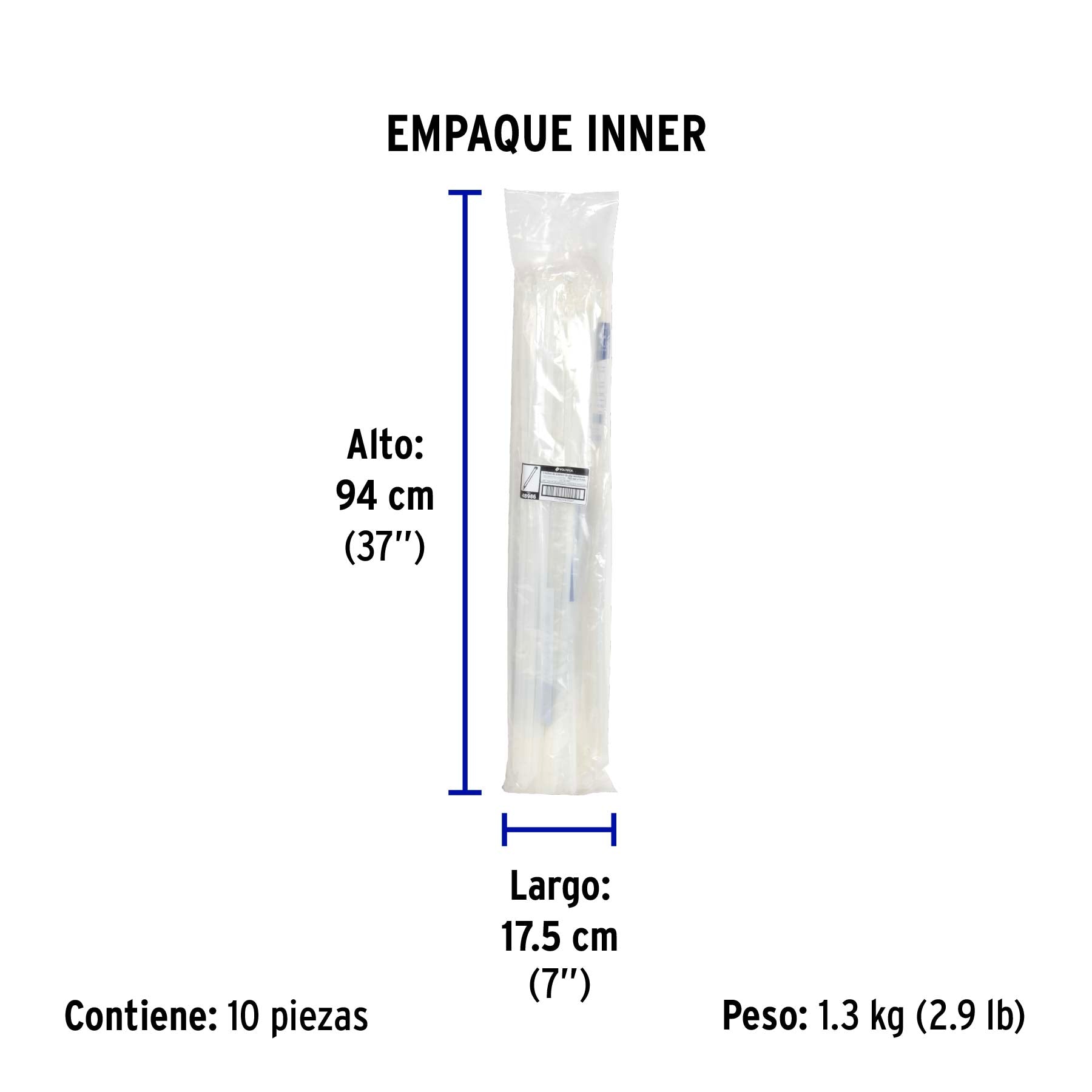 Cincho plástico, 175 lb, 70 cm, bolsa con 10 piezas
