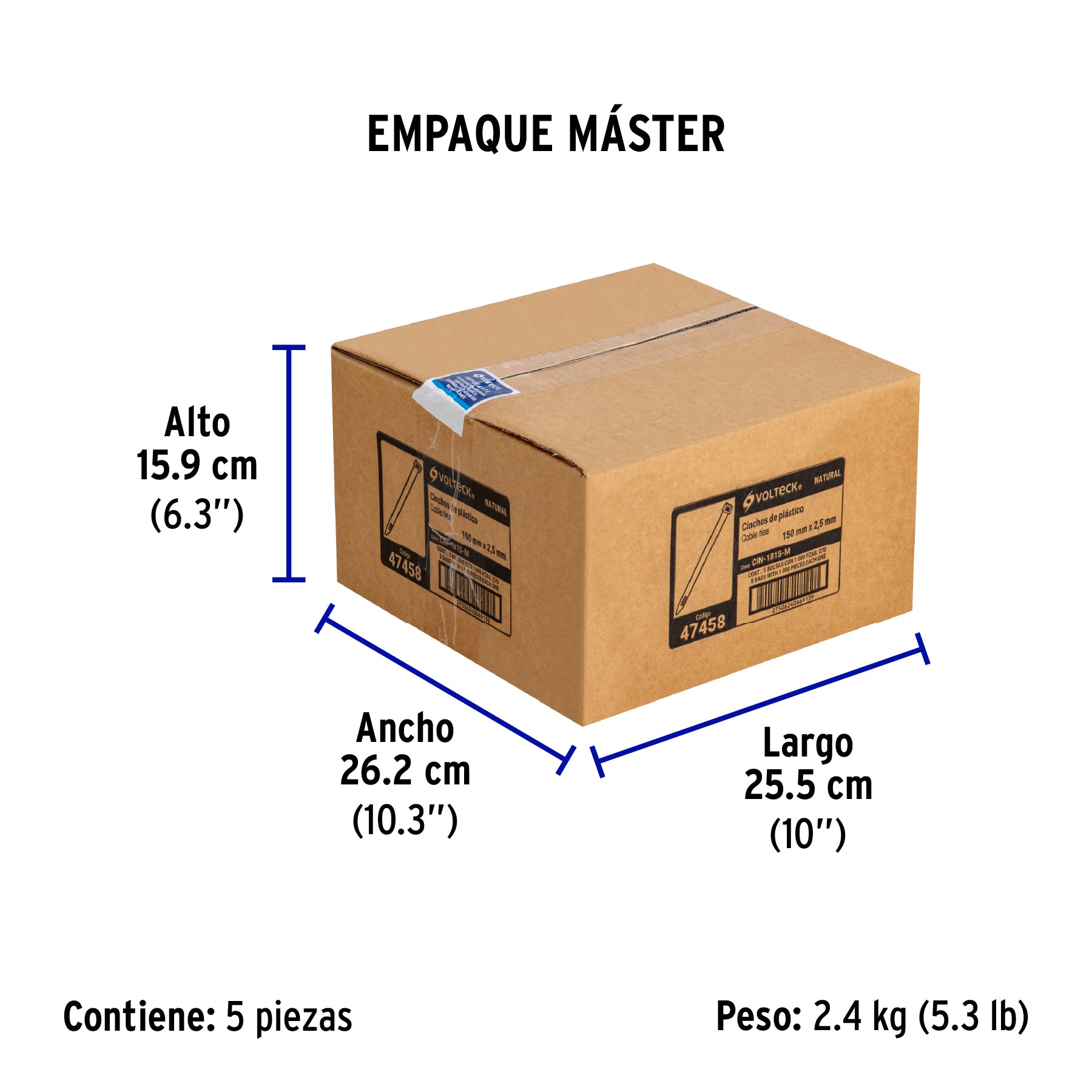 Cincho plástico, 18 lb, 15 cm, bolsa con 1000 pzas