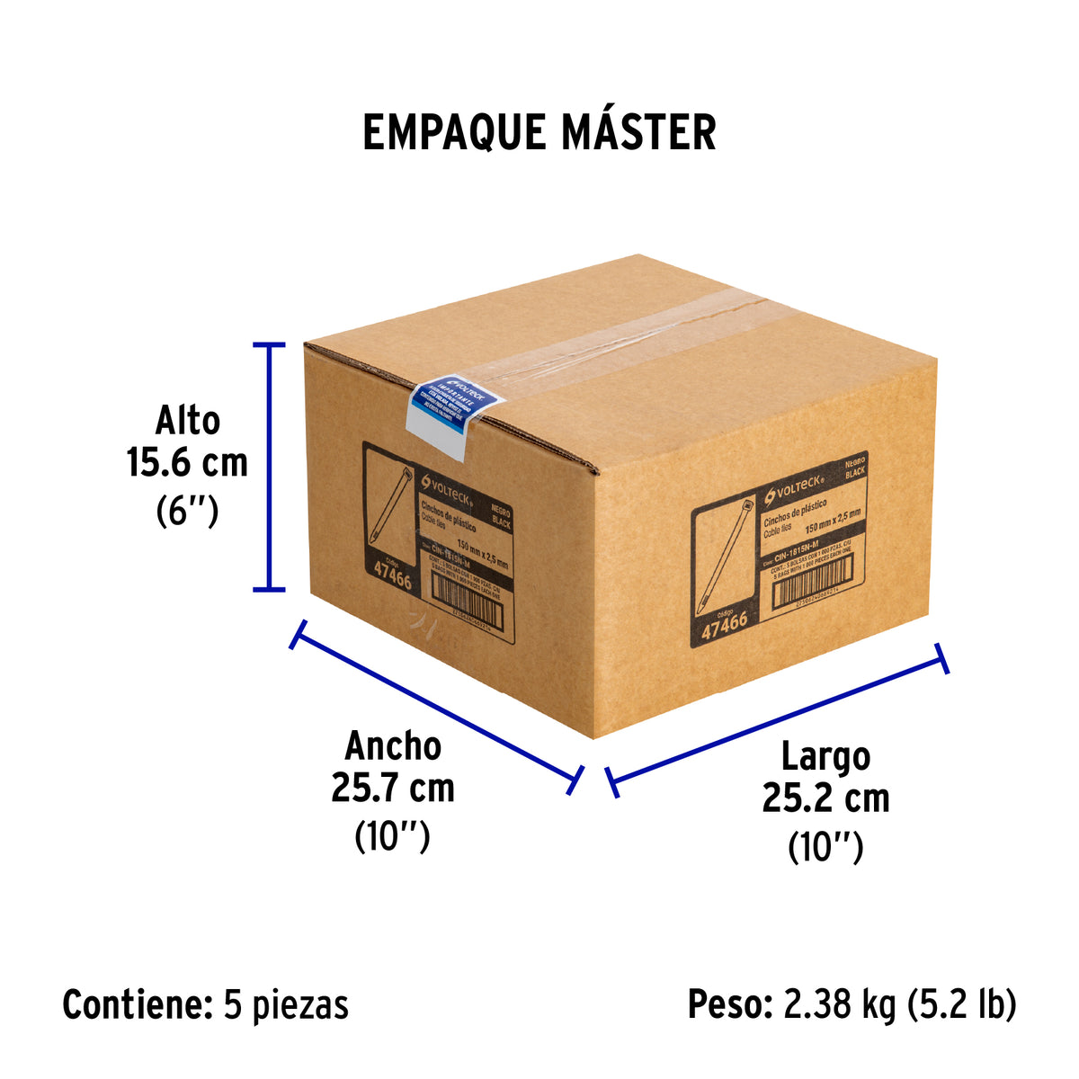 Cincho plástico, 18 lb, 15 cm, negro, bolsa con 1000 pzas