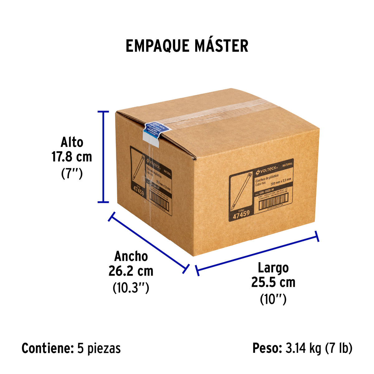 Cincho plástico, 18 lb, 20 cm, bolsa con 1000 pzas