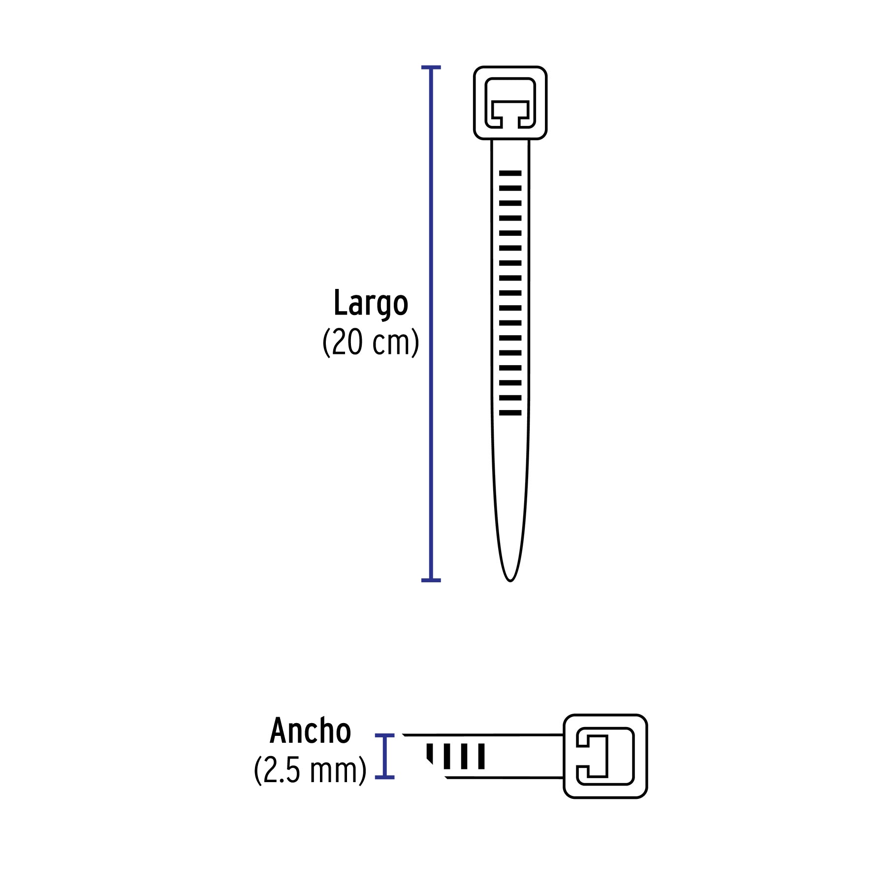Cincho plástico, 18 lb, 20 cm, bolsa con 100 pzas