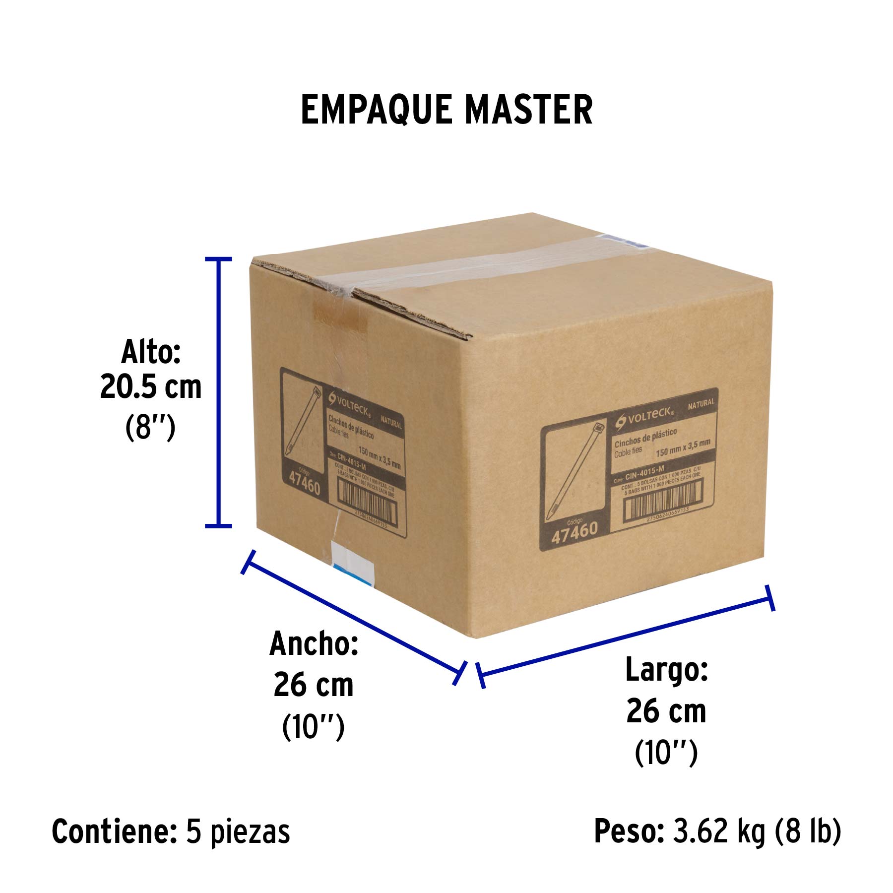 Cincho plástico, 40 lb, 15 cm, bolsa con 1000 pzas