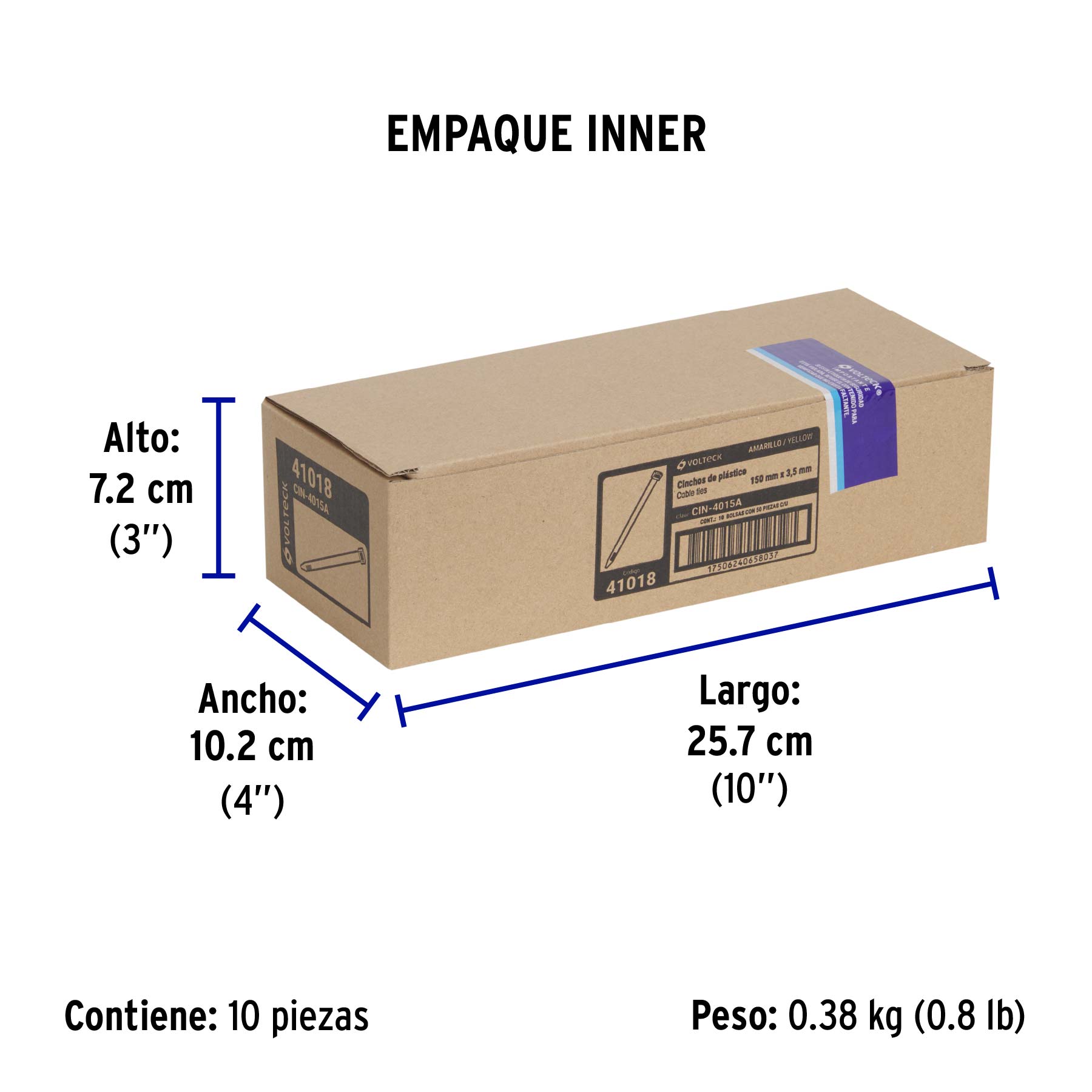 Cincho plástico amarillo 40 lb, 15 cm bolsa con 50 piezas