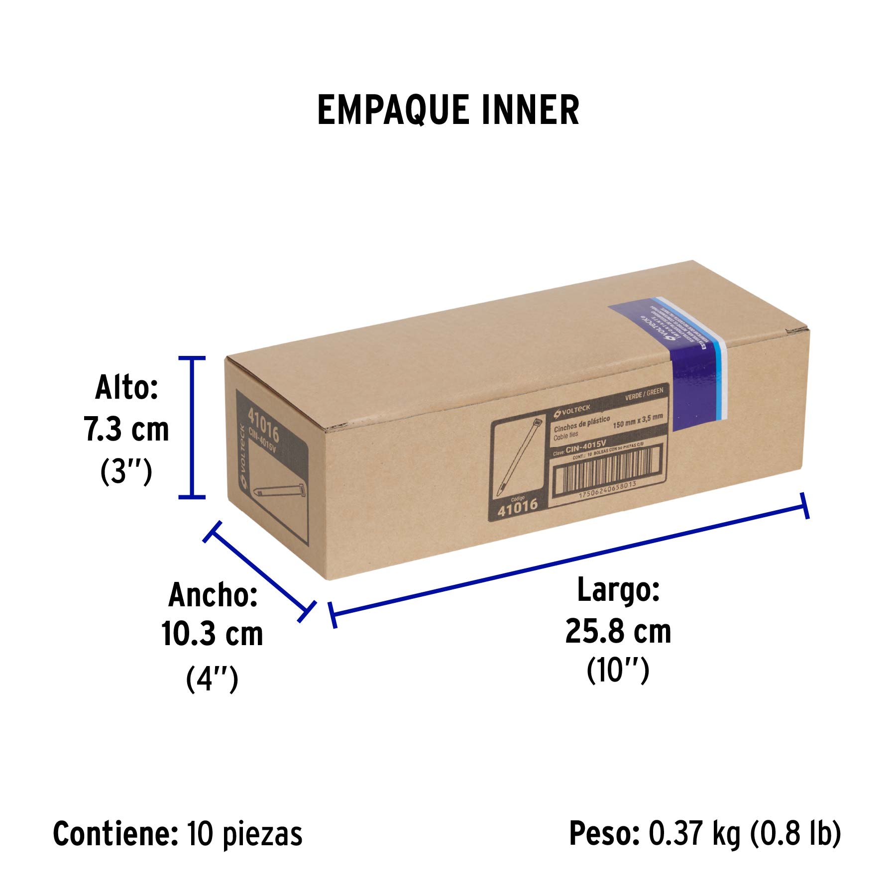 Cincho plástico verde 40 lb, 15 cm bolsa con 50 piezas
