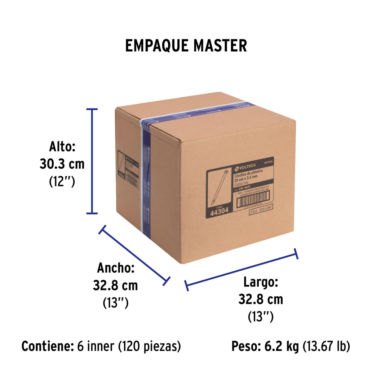 Cincho plástico, 40 lb, 20 cm, bolsa con 50 pzas