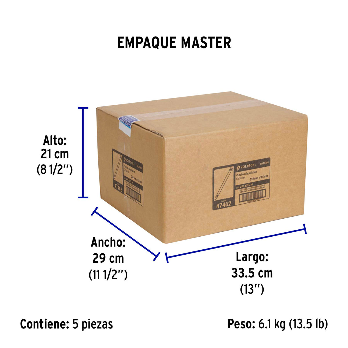 Cincho plástico, 40 lb, 25 cm, bolsa con 1000 pzas