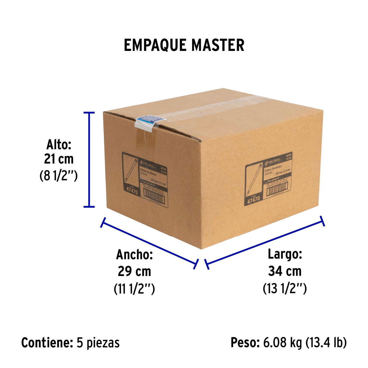 Cincho plástico, 40 lb, 25 cm, negro, bolsa con 1000 pzas