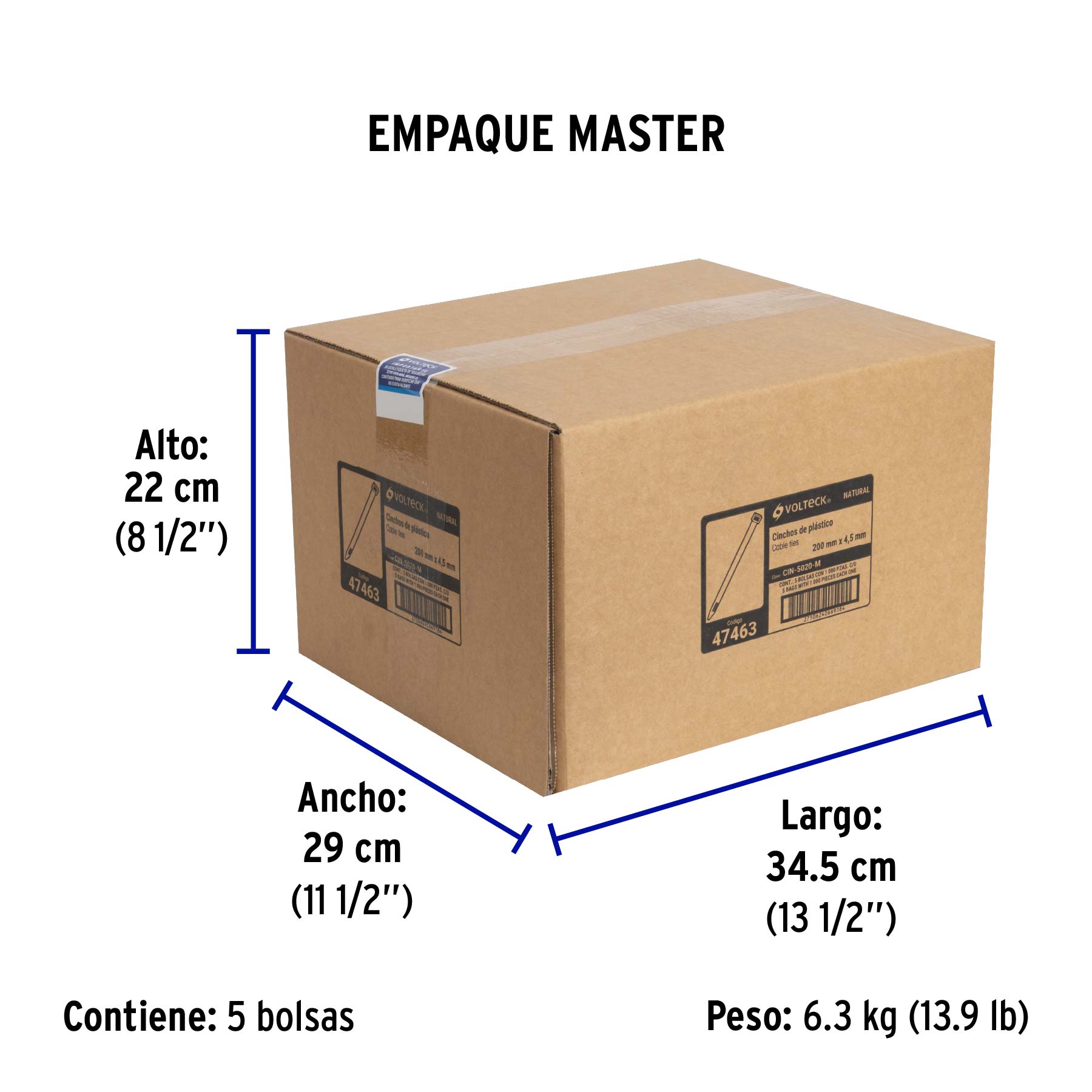 Cincho plástico, 50 lb, 20 cm, bolsa con 1000 pzas