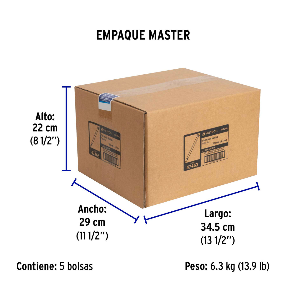 Cincho plástico, 50 lb, 20 cm, bolsa con 1000 pzas