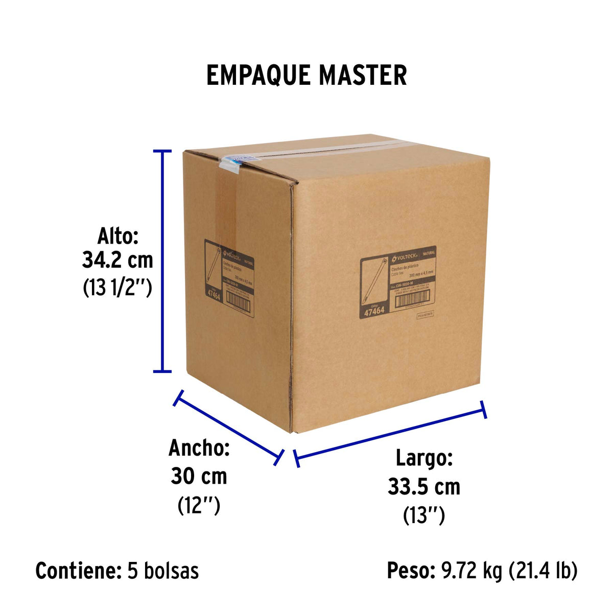 Cincho plástico, 50 lb, 30 cm, bolsa con 1000 pzas
