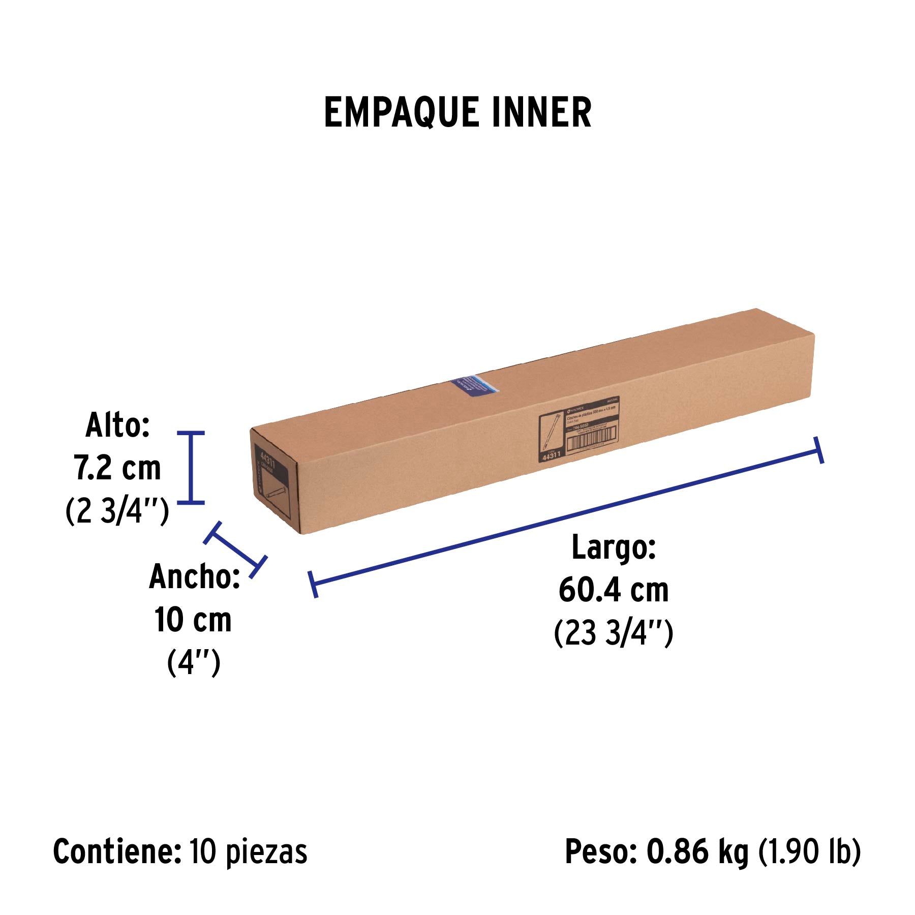 Cincho plástico, 50 lb, 50 cm, bolsa con 25 pzas
