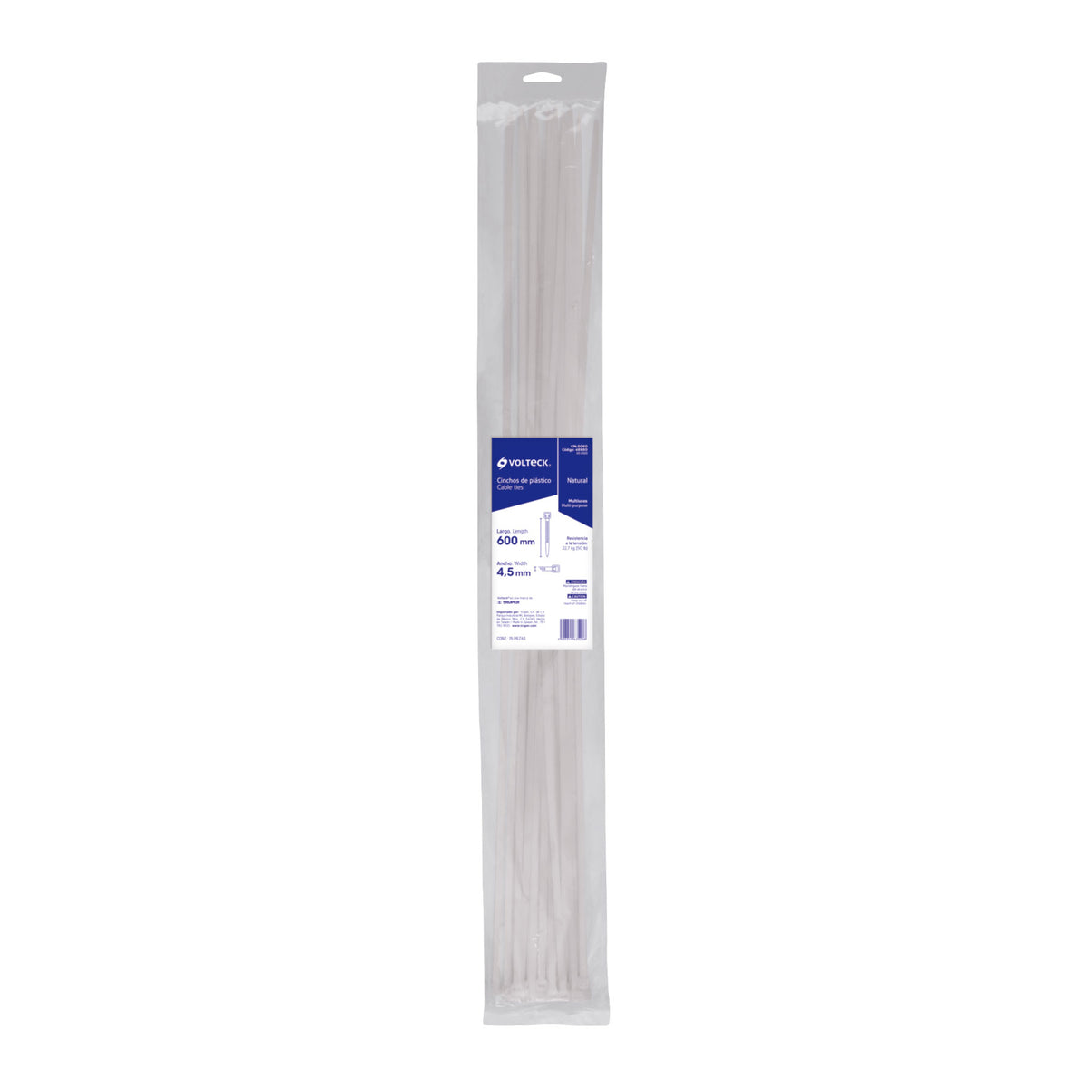 Cincho plástico, 50 lb, 60 cm, bolsa con 25 piezas