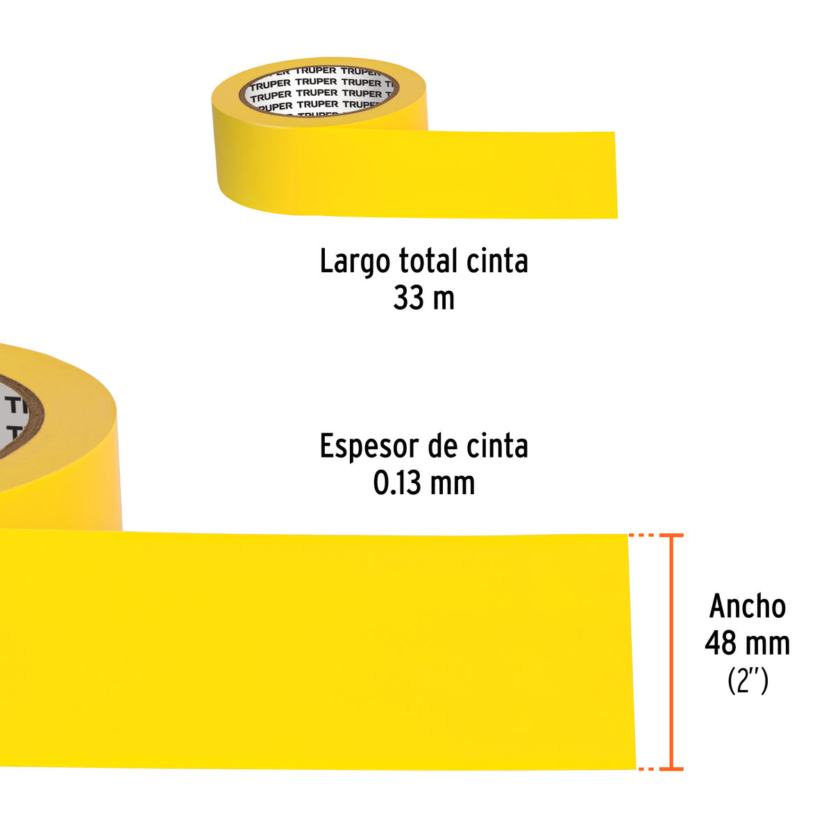 Rollo de 33 m de cinta amarilla delimitadora, TRUPER