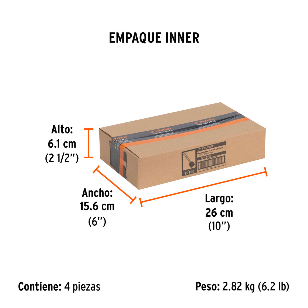Cincel ladrillero, 3-1/2 x 8"