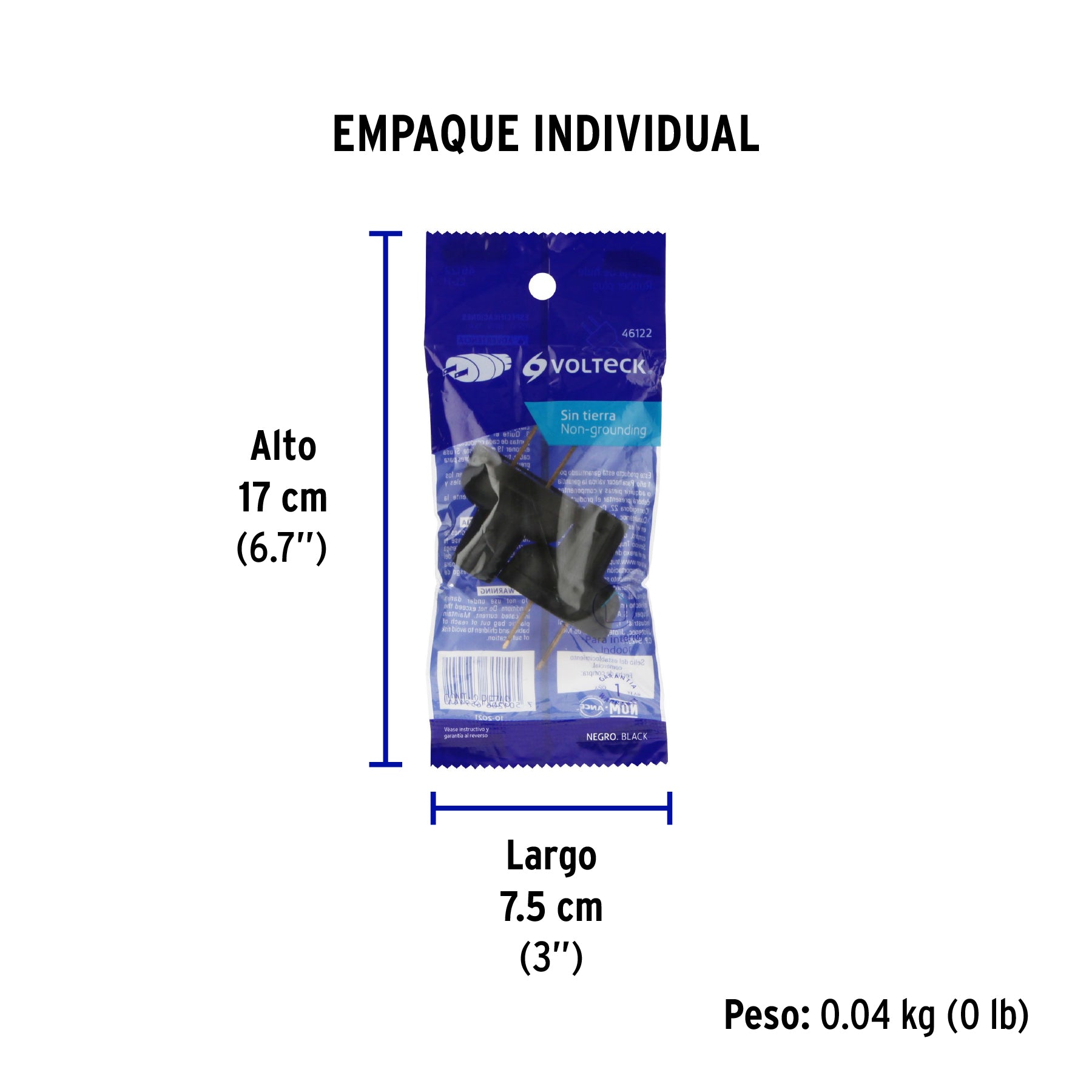 Clavija de hule, bolsa con 2 pzas, Volteck