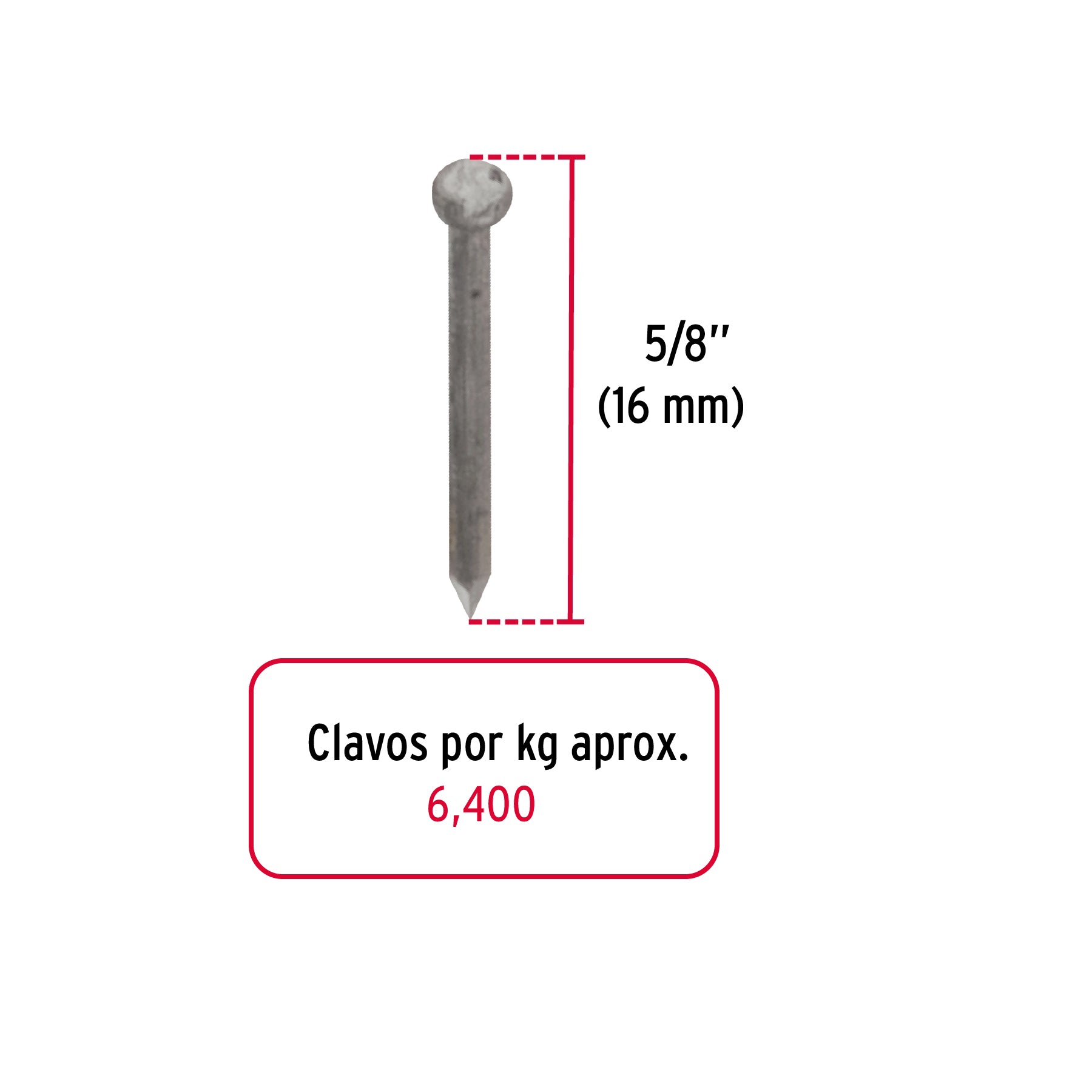 Clavo alfilerillo 5/8", sin cabeza, bolsa de 1 kg