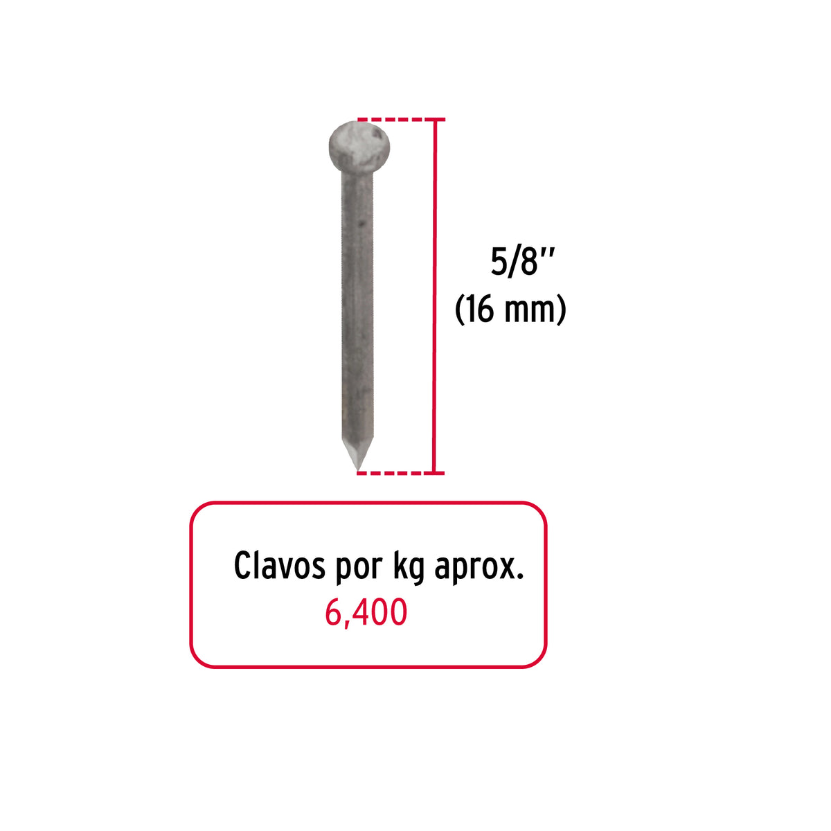 Clavo alfilerillo 5/8", sin cabeza, bolsa de 1 kg