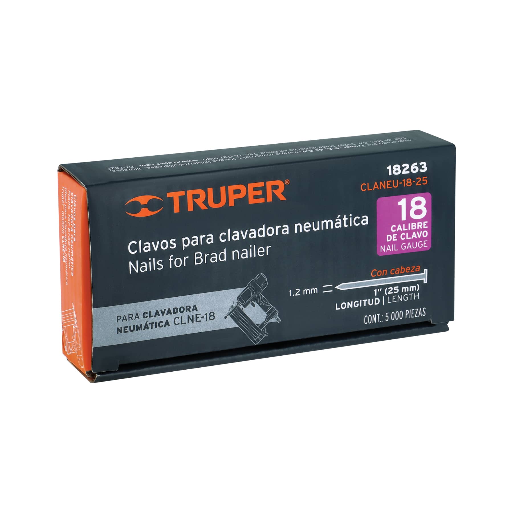Clavos para clavadora neumática CLNEU-2, 25mm, 5000 pzas