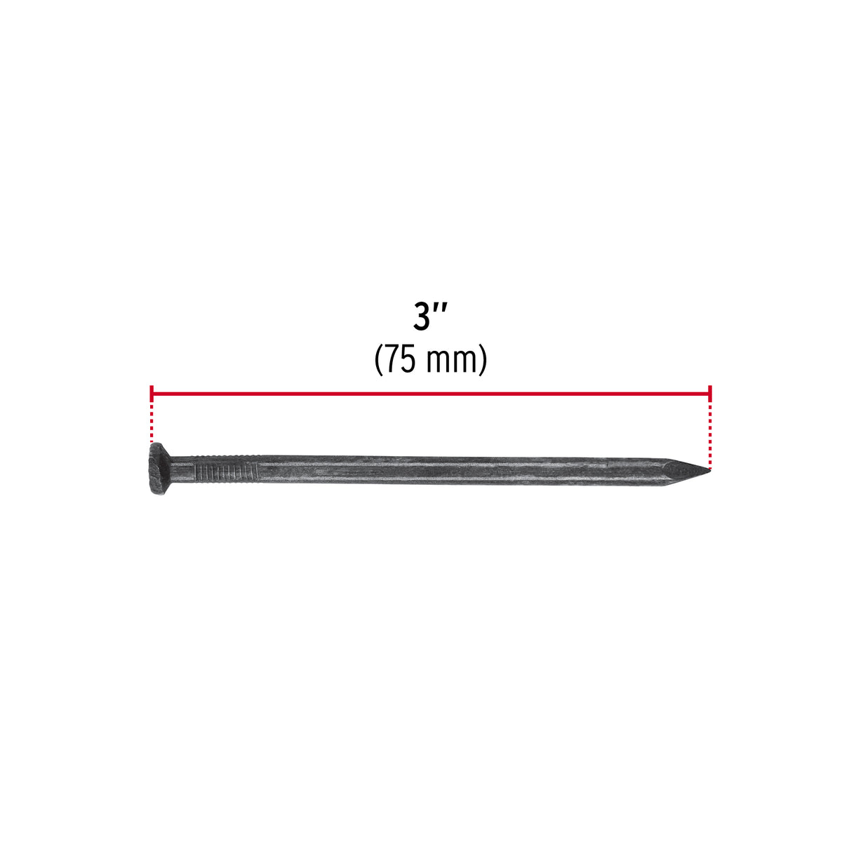 Clavos para concreto, 3", negros, bolsa de 1 kg