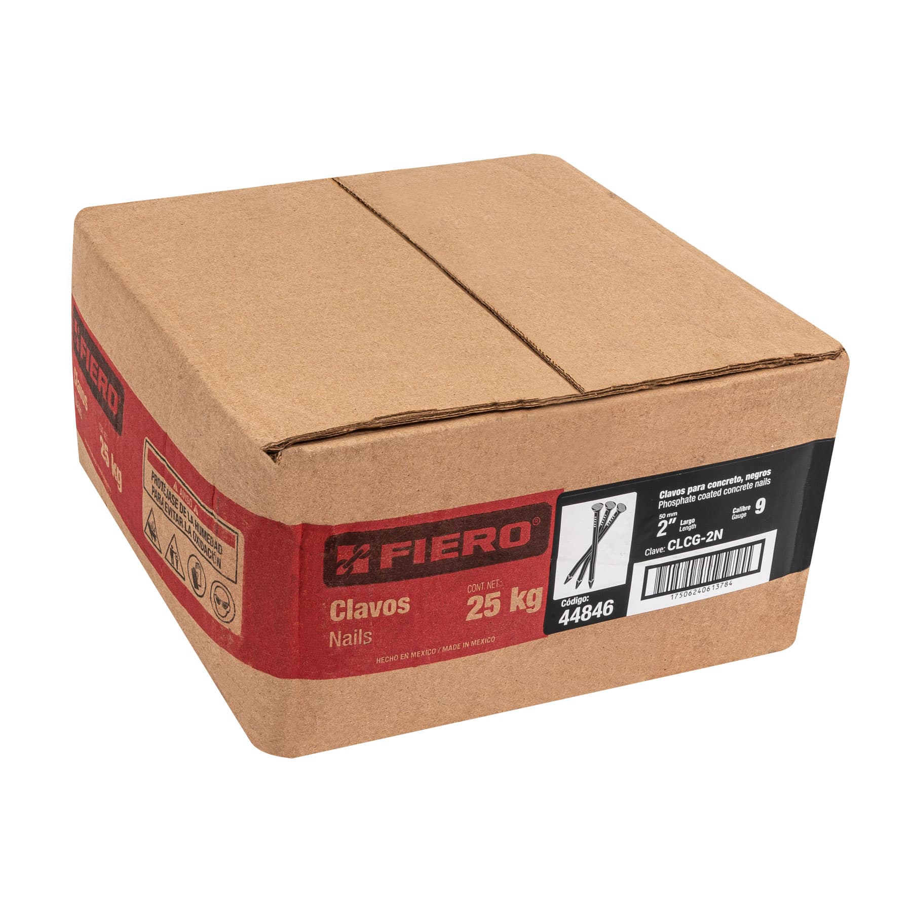 Clavo para concreto, a granel, 2", negro, caja de 25 kg