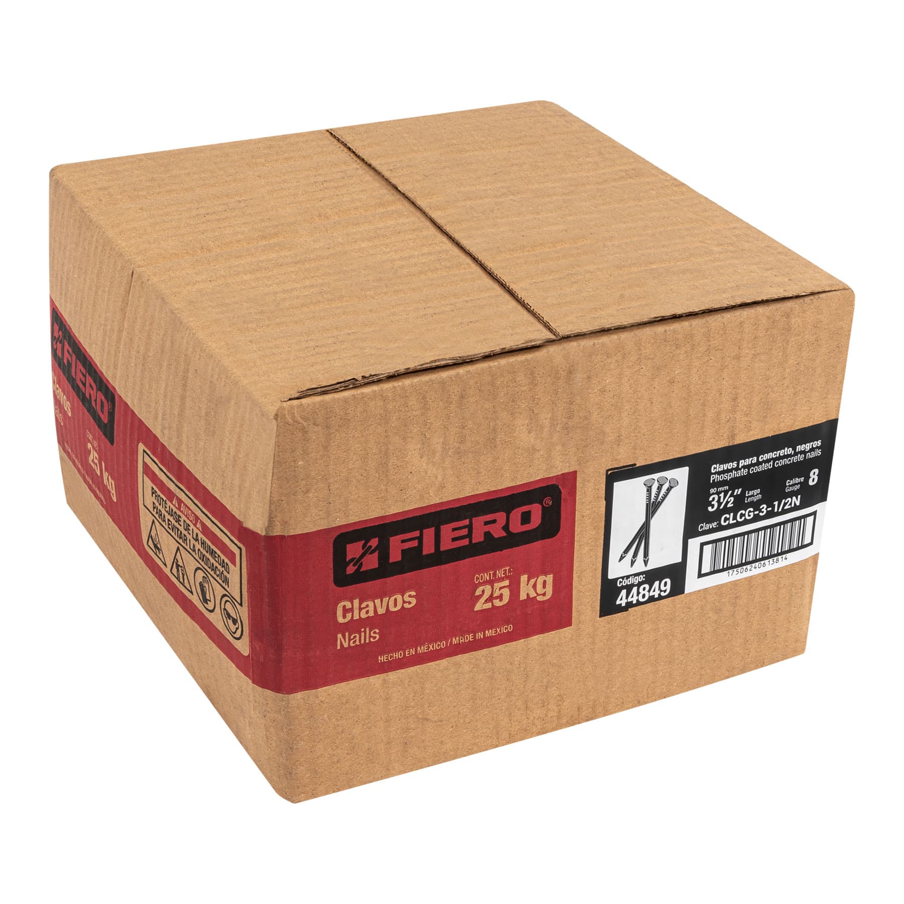 Clavo para concreto, a granel, 3-1/2", negro, caja de 25 kg