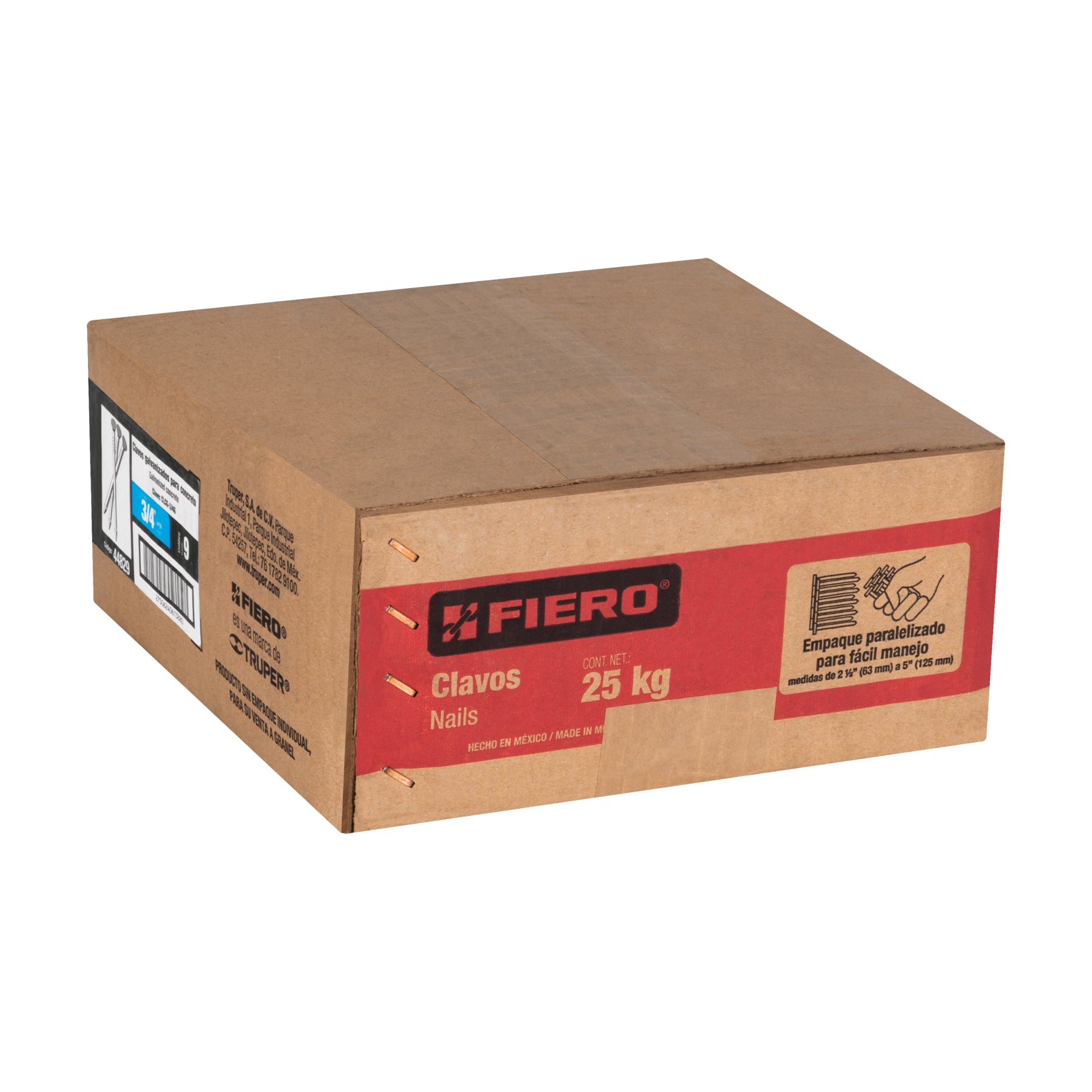 Clavo para concreto, a granel, 3/4", galvanizado, caja 25 kg