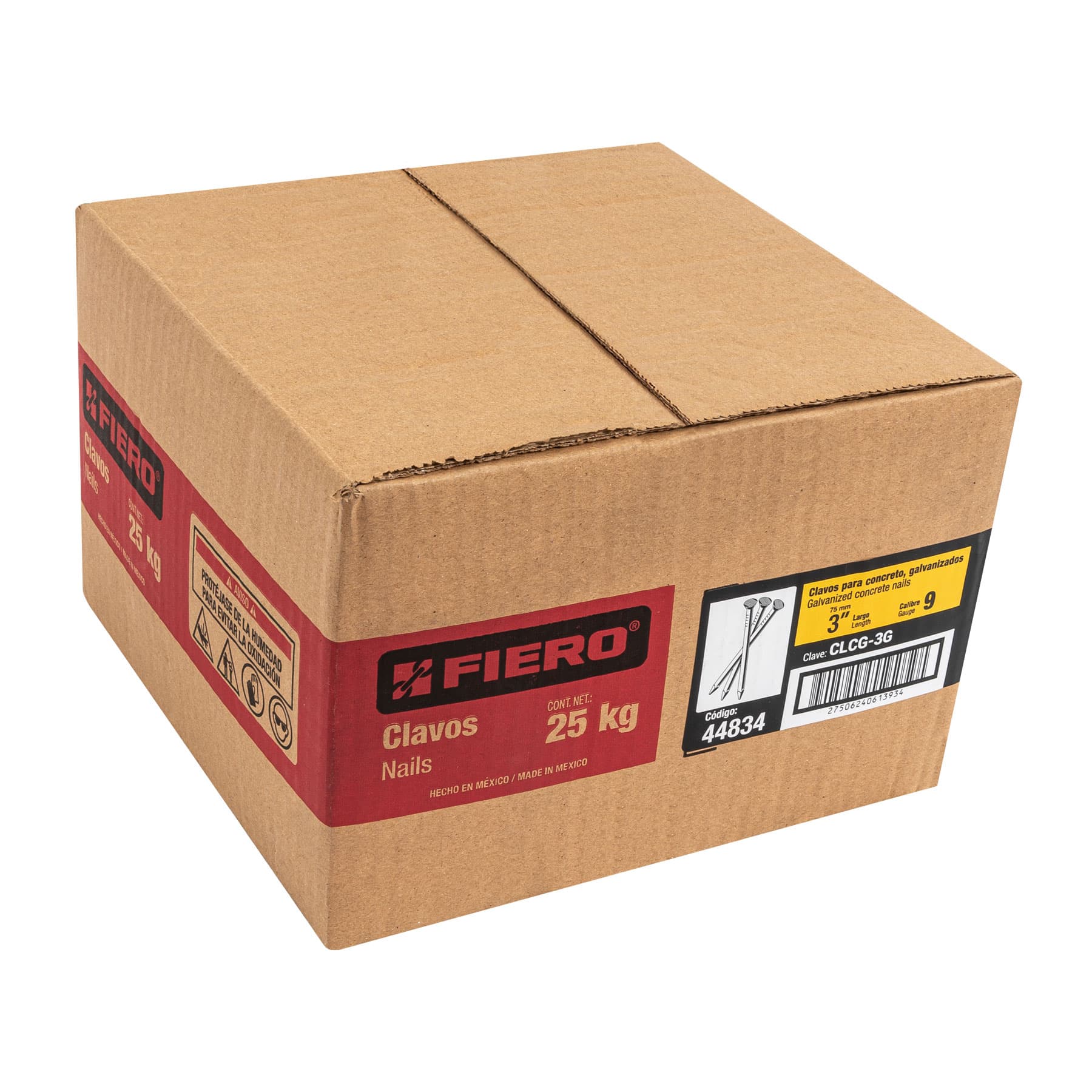 Clavo para concreto, a granel, 3", galvanizado, caja 25 kg