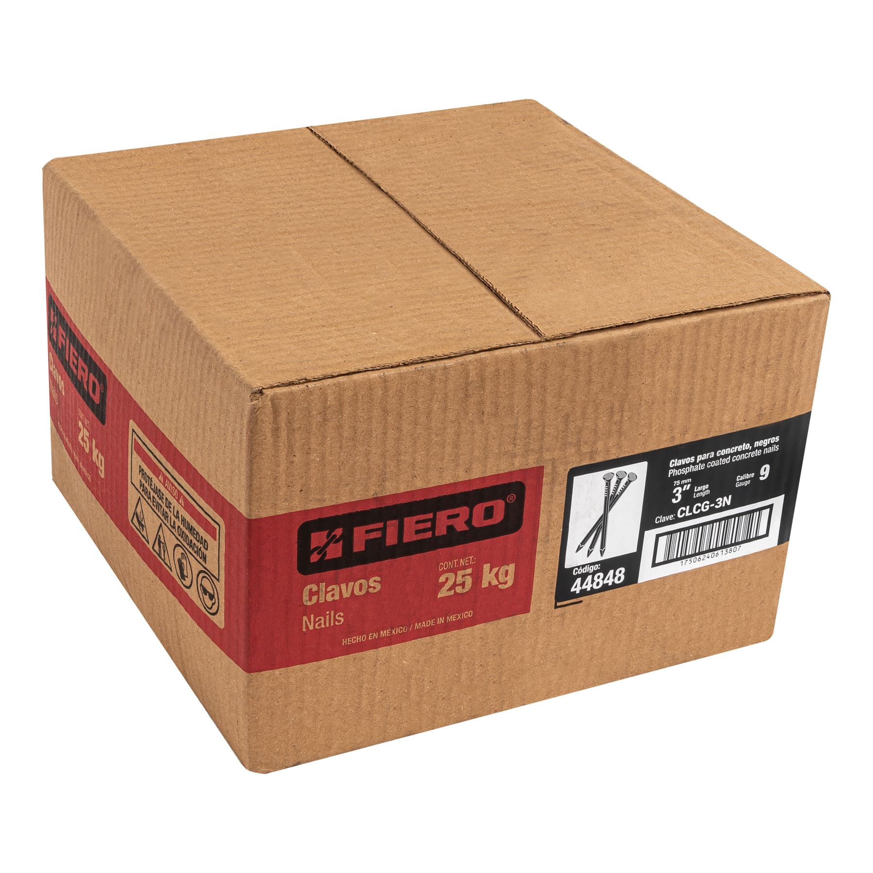 Clavo para concreto, a granel, 3", negro, caja de 25 kg