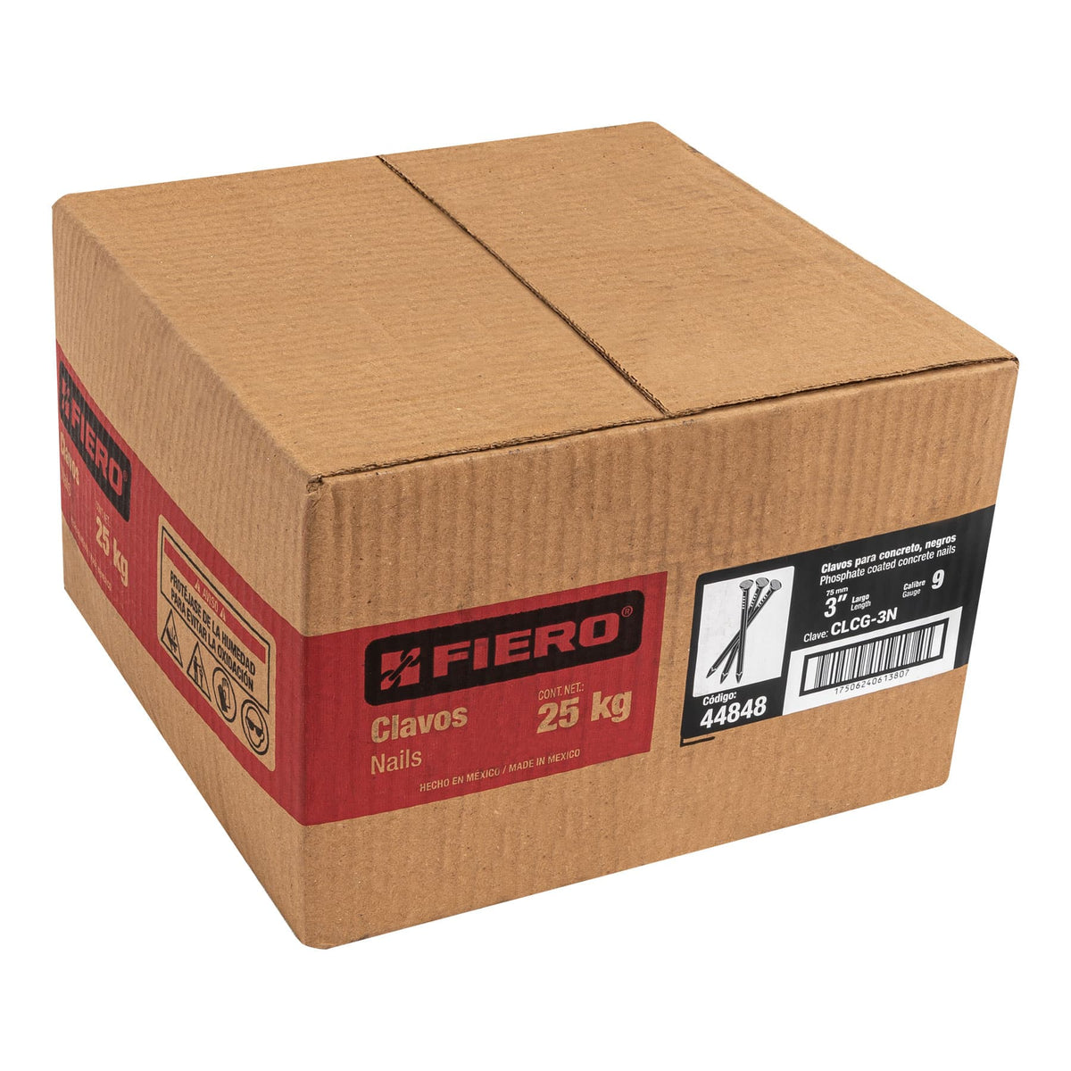 Clavo para concreto, a granel, 3", negro, caja de 25 kg