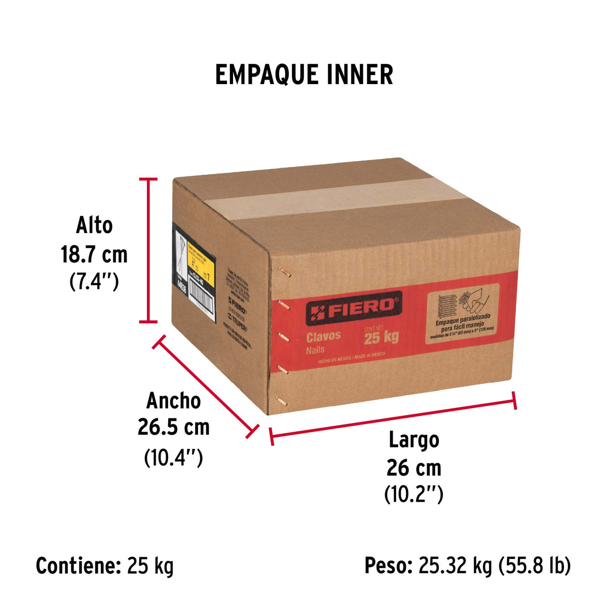 Clavo para concreto, a granel, 4", galvanizado, caja 25 kg
