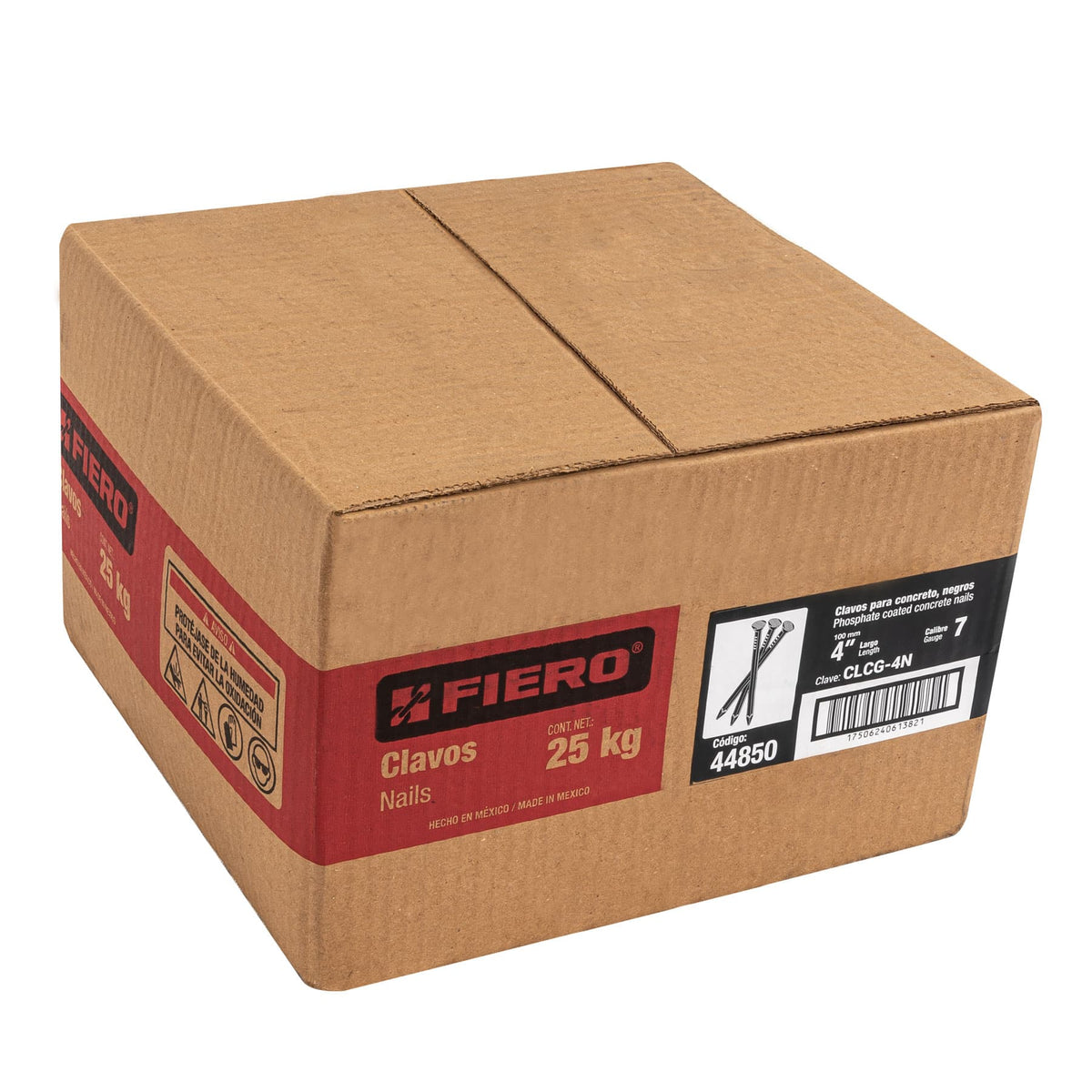 Clavo para concreto, a granel, 4", negro, caja de 25 kg