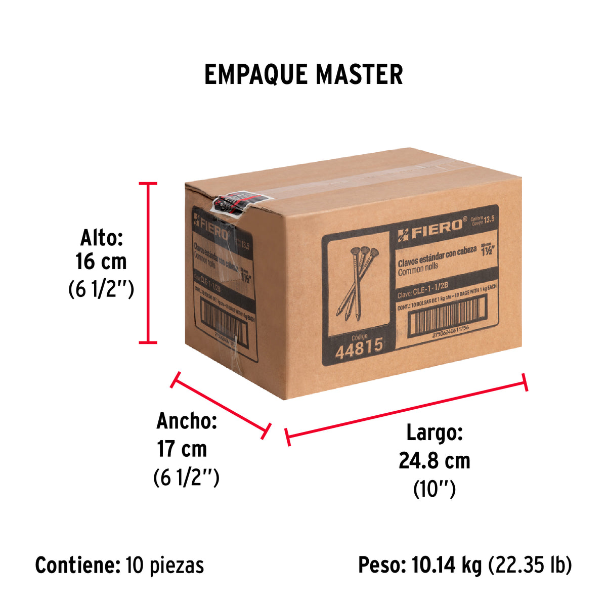 Clavo 1-1/2", con cabeza, bolsa de 1 kg