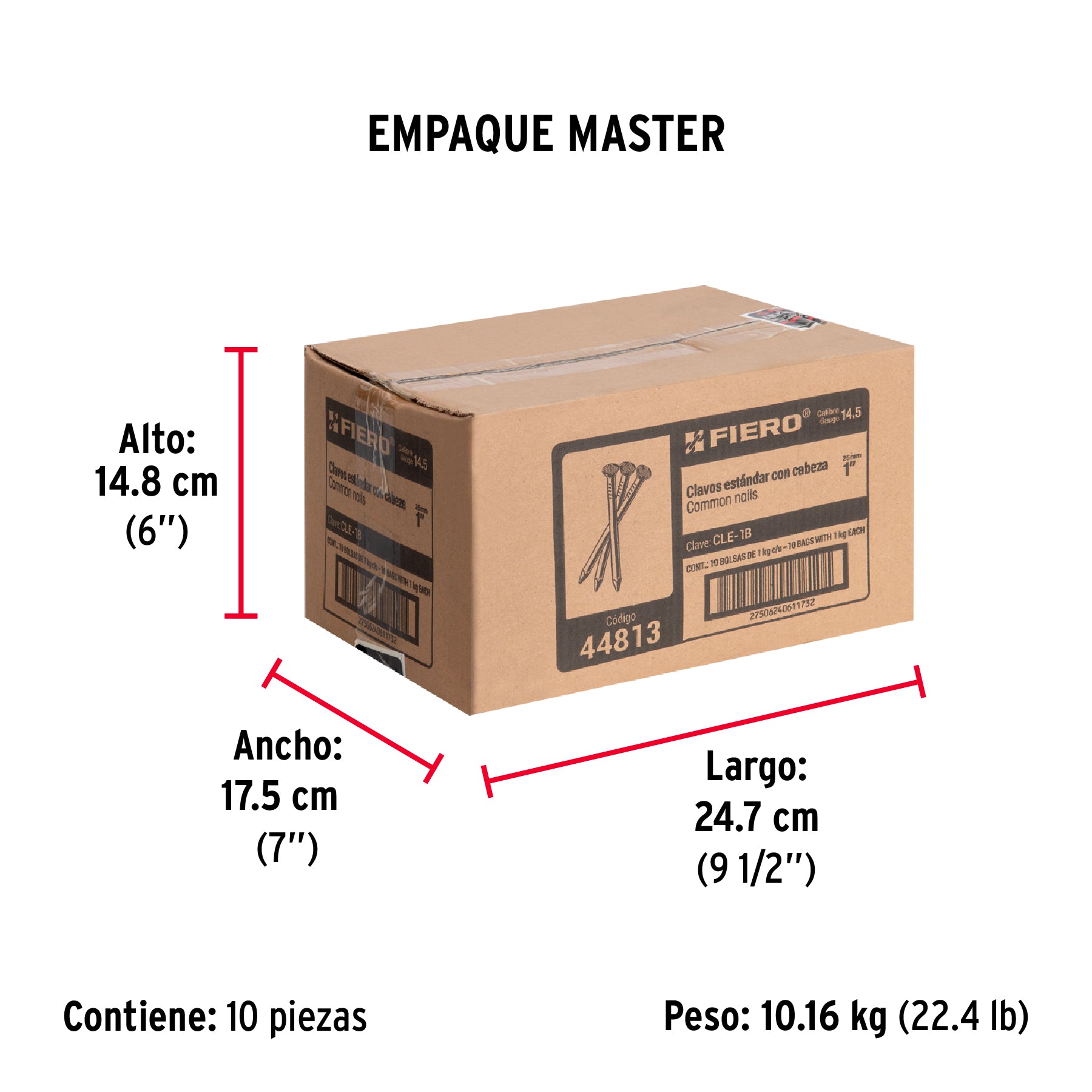 Clavo 1", con cabeza, bolsa de 1 kg