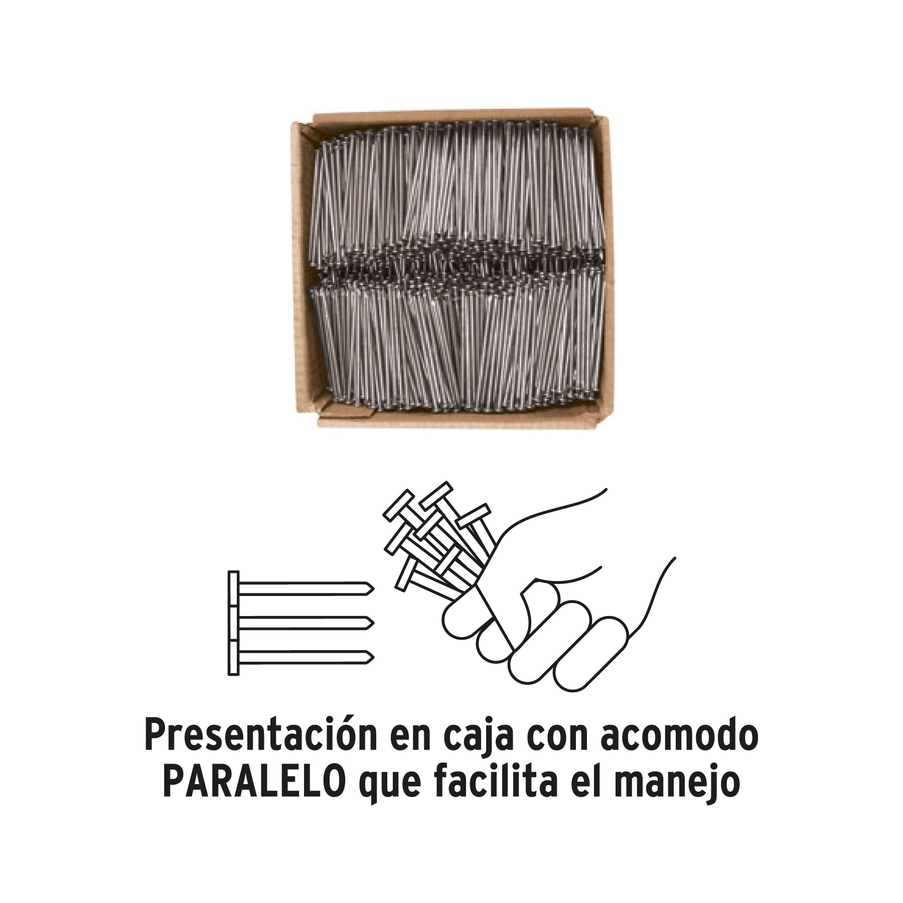 Clavo estandard, 2-1/2", con cabeza, caja de 25 kg