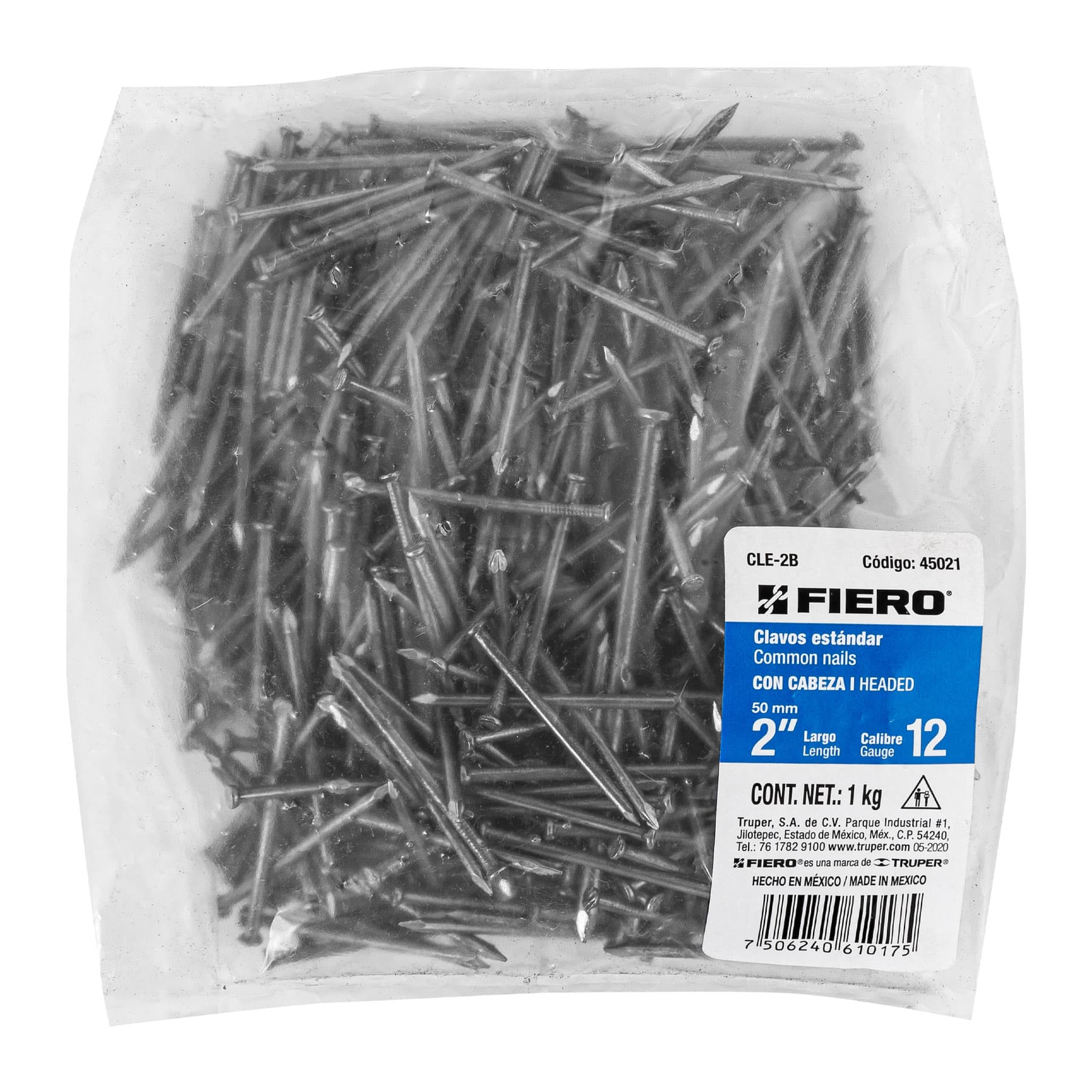 Clavo estandard, 2", con cabeza, bolsa de 1 kg