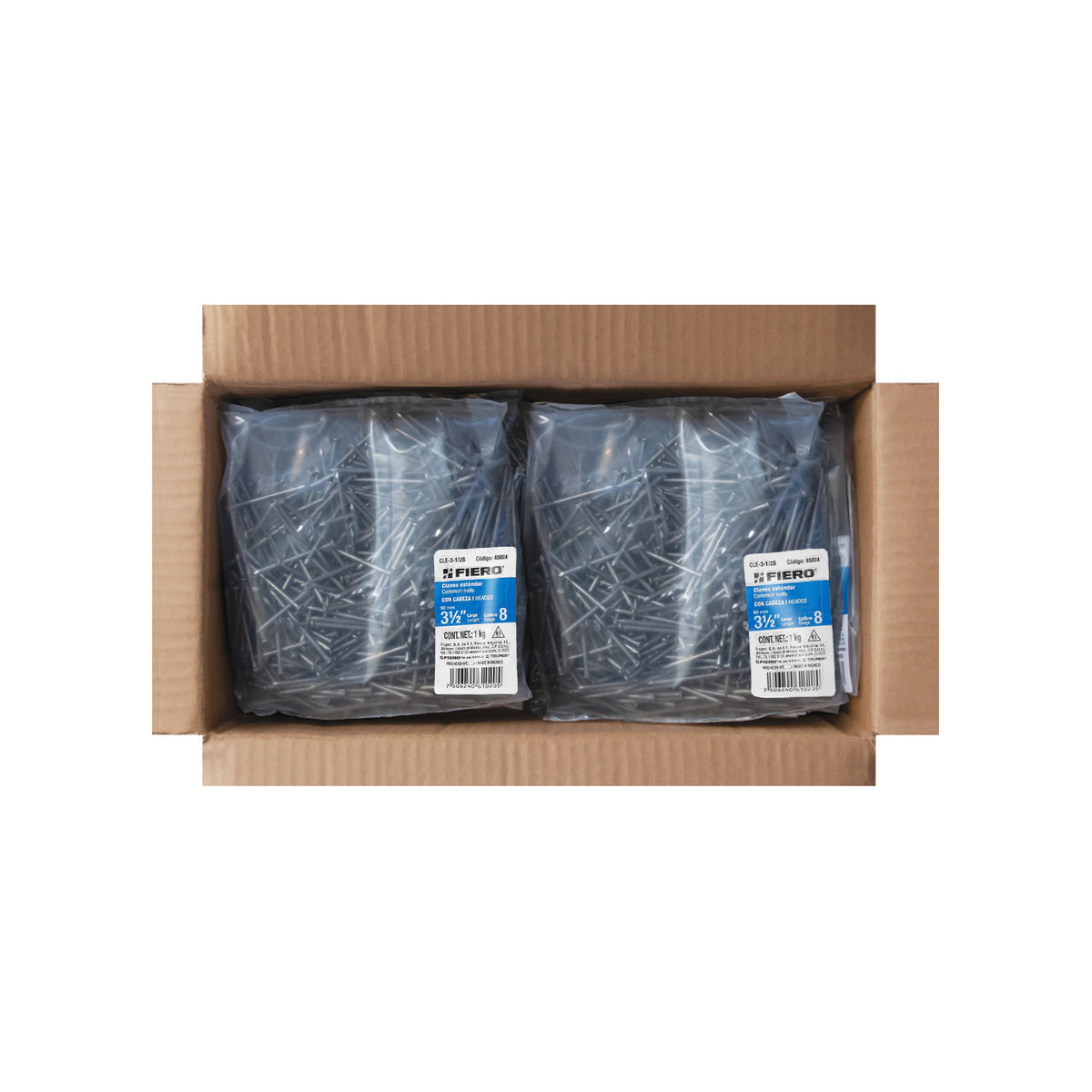 Clavo estandard, 3-1/2", con cabeza, bolsa de 1 kg