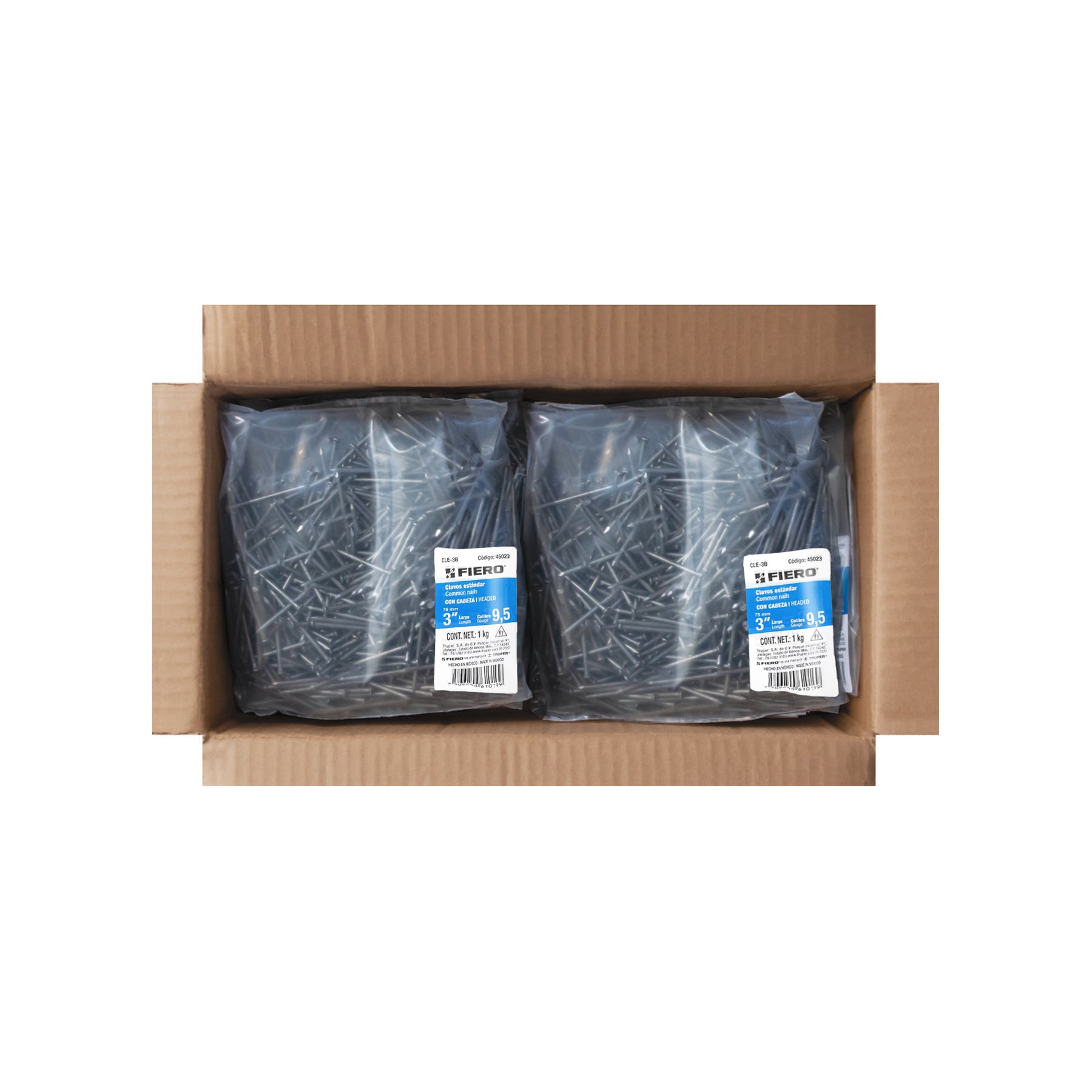 Clavo estandard, 3", con cabeza, bolsa de 1 kg