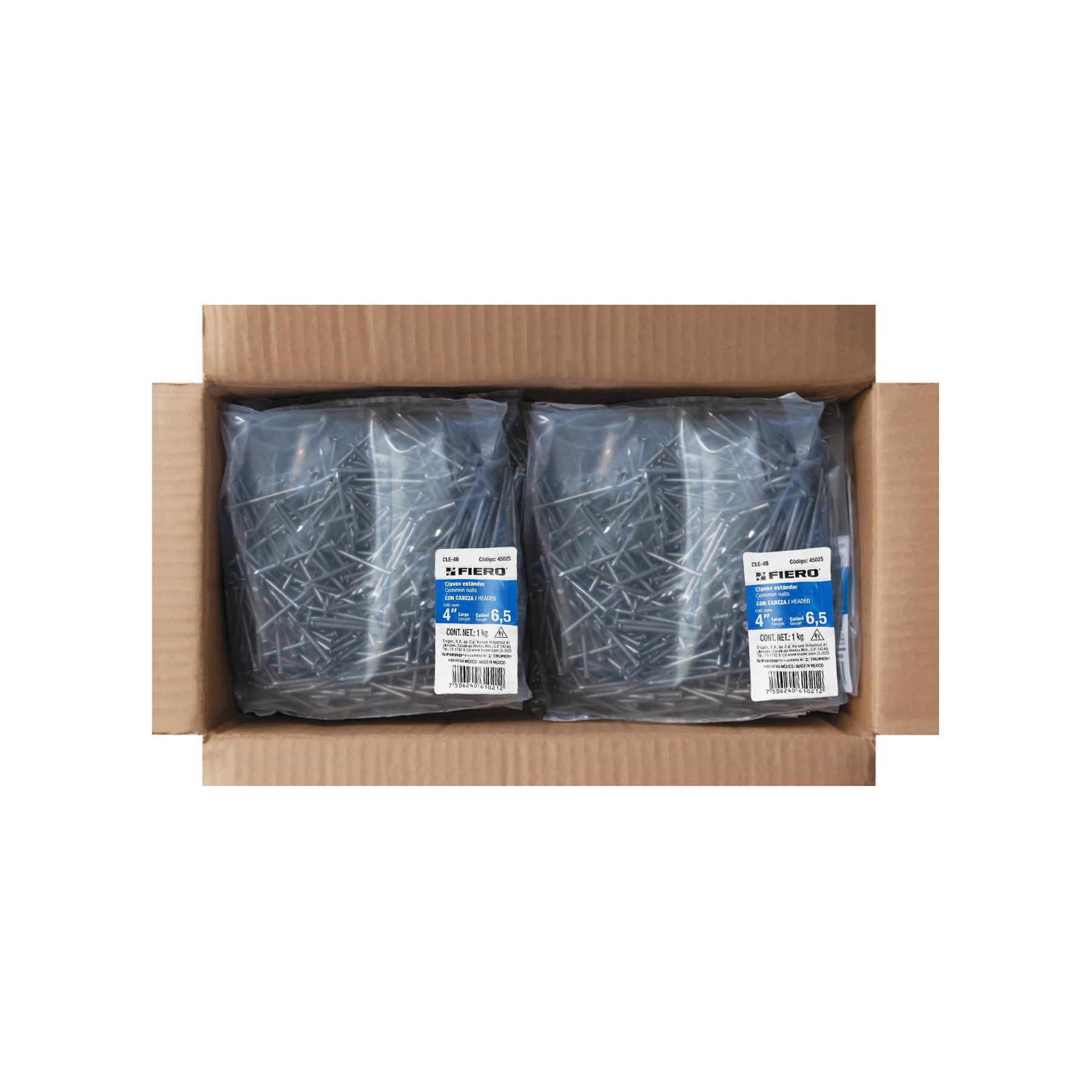 Clavo estandard, 4", con cabeza, bolsa de 1 kg