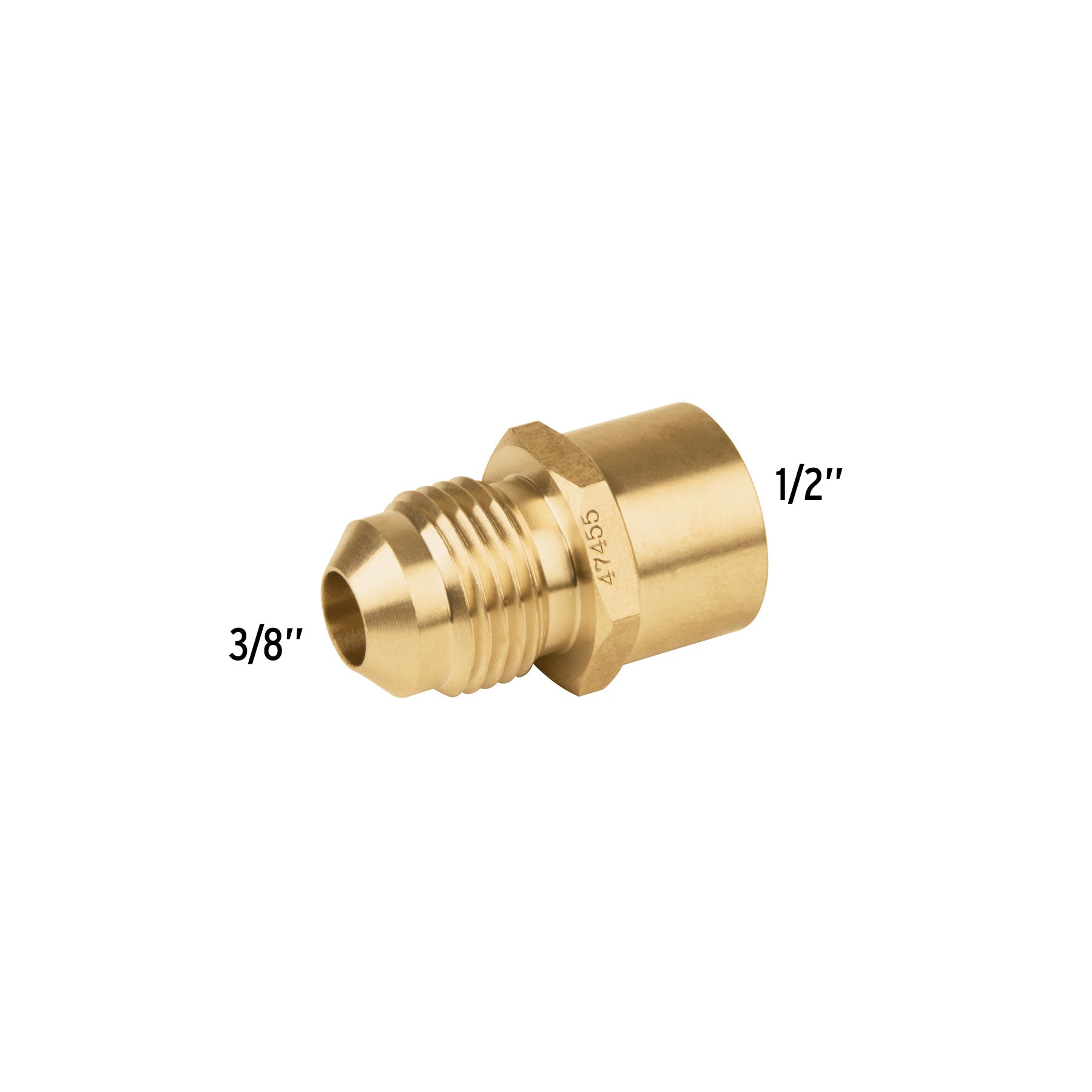 Conector de latón, flare soldable, 3/8" X 1/2"