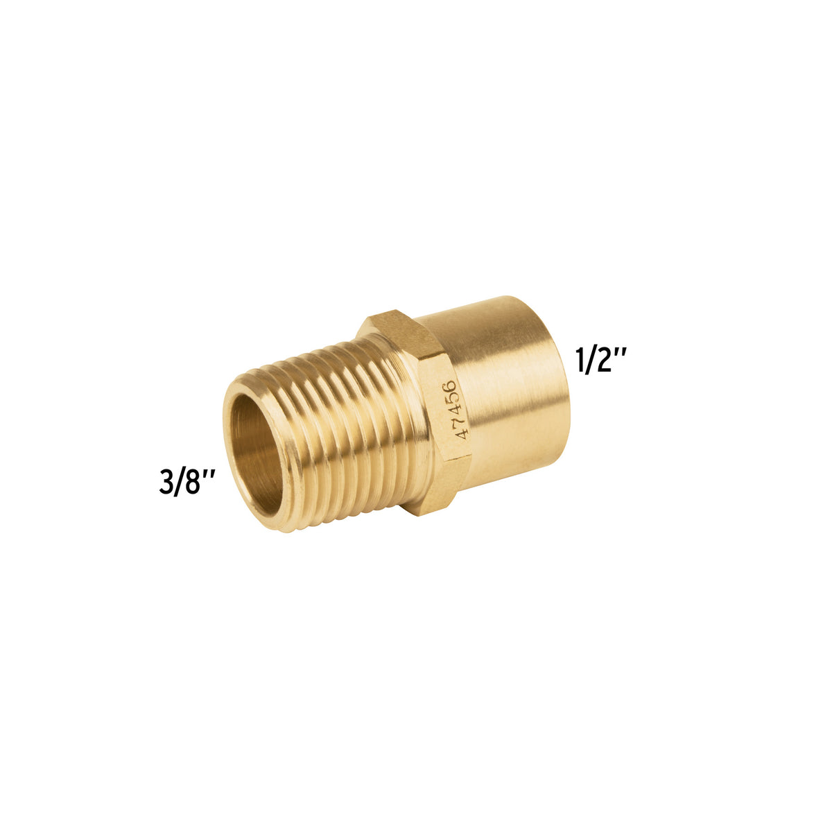 Conector de latón, NPT soldable,1/2" X 3/8"